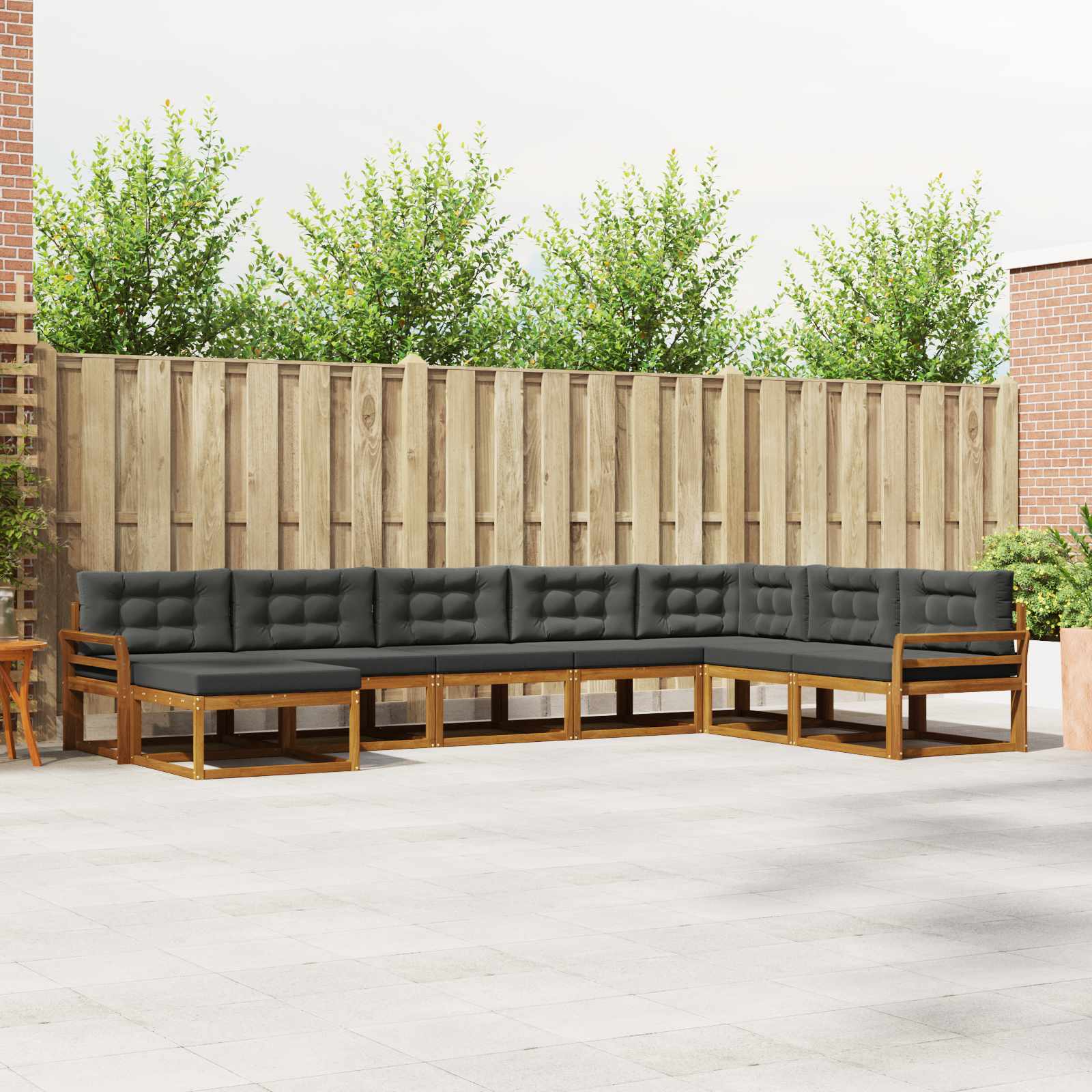 Buiten bankenset met kussen 8 pcs Natuurlijk en Antraciet