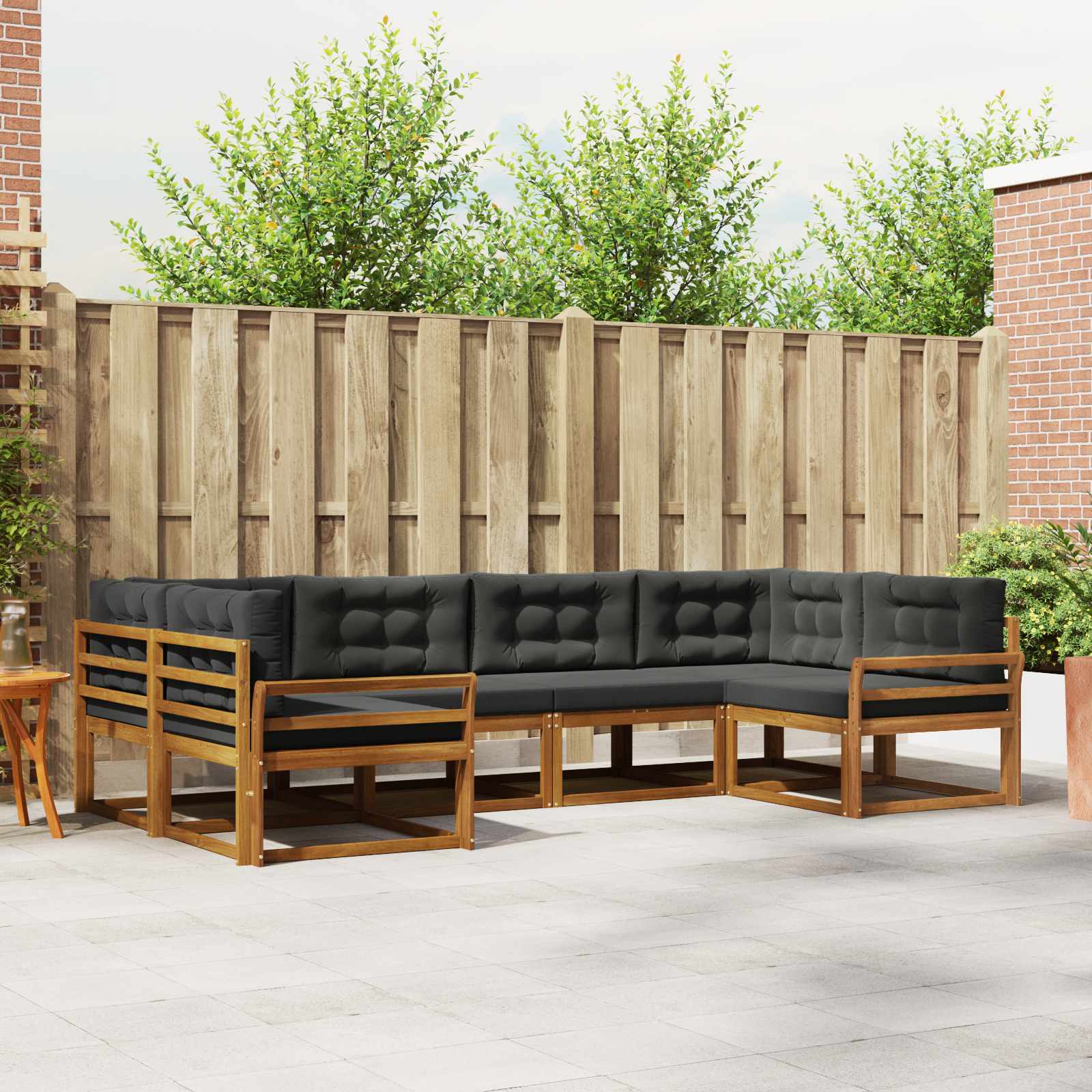 Buiten bankenset met kussen 6 pcs Natuurlijk en Antraciet – afbeelding 1