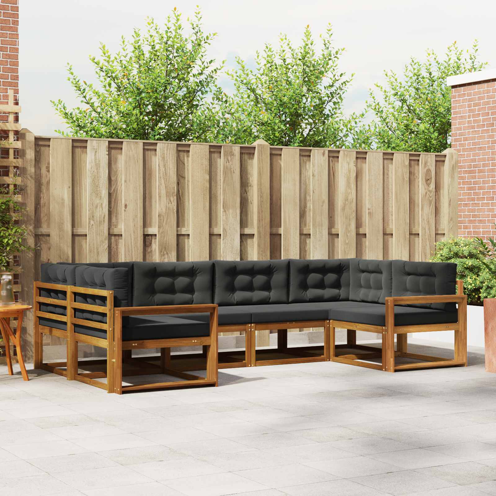 Buiten bankenset met kussen 6 pcs Natuurlijk en Antraciet – afbeelding 1
