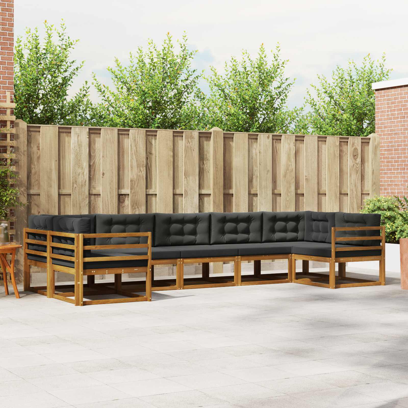 Buiten bankenset met kussen 7 pcs Natuurlijk en Antraciet – afbeelding 1