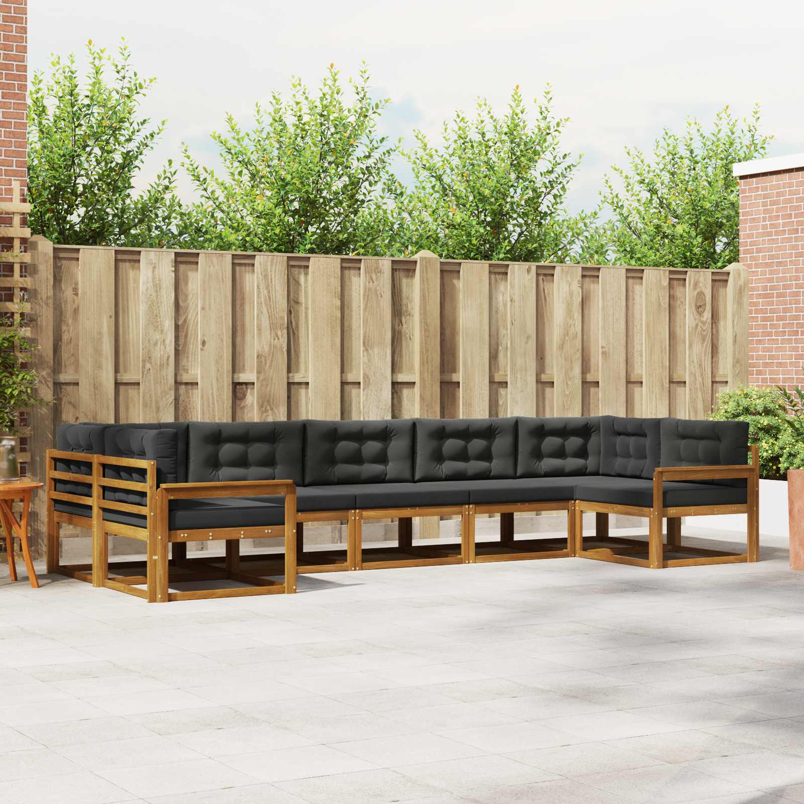 Buiten bankenset met kussen 7 pcs Natuurlijk en Antraciet