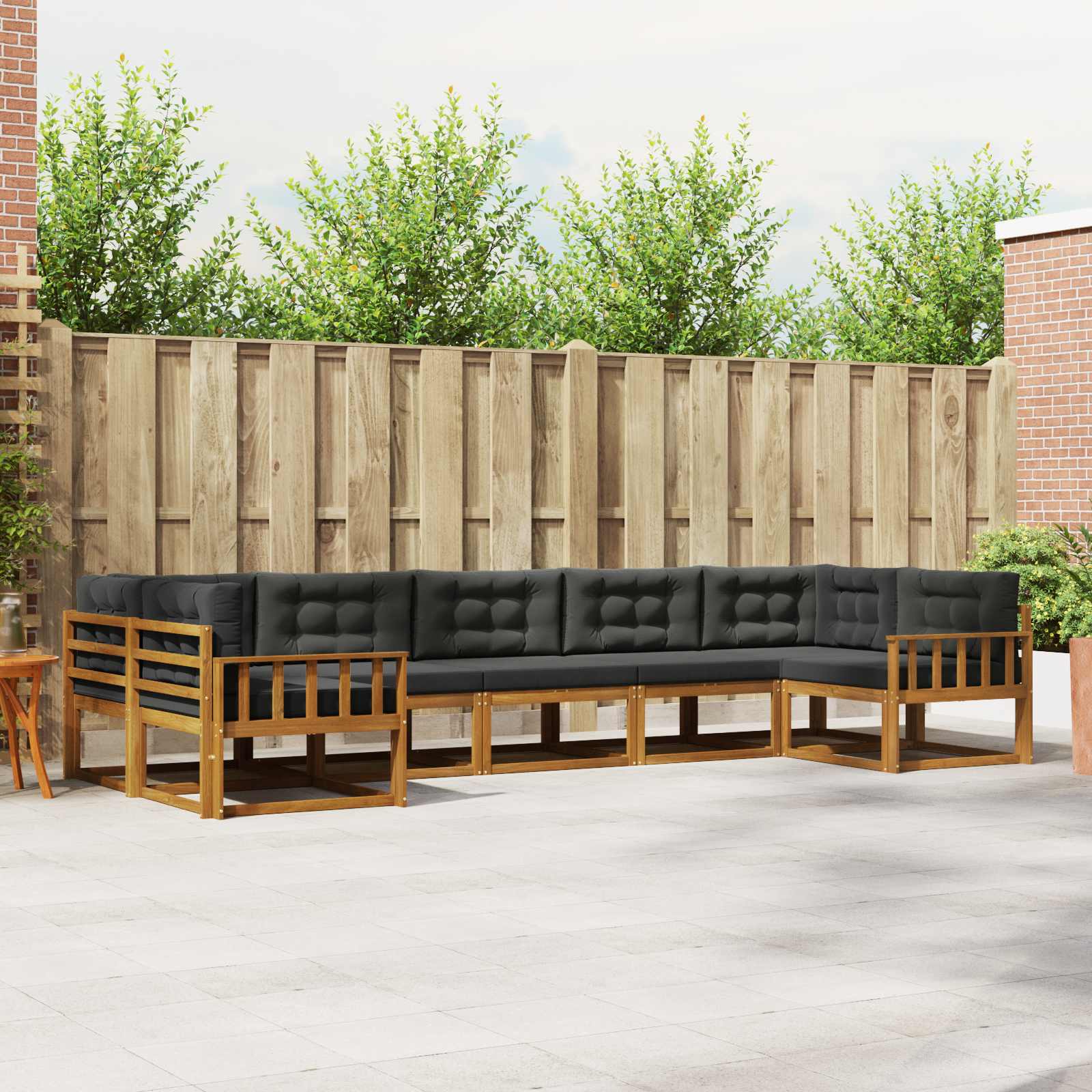 Buiten bankenset met kussen 7 pcs Natuurlijk en Antraciet