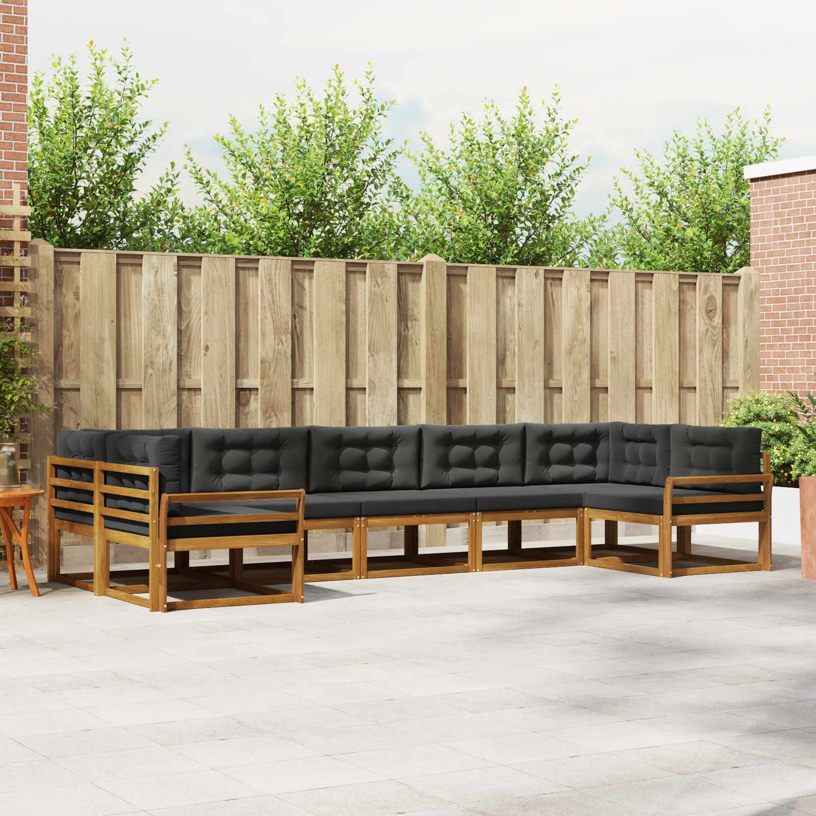 Buiten bankenset met kussen 7 pcs Natuurlijk en Antraciet
