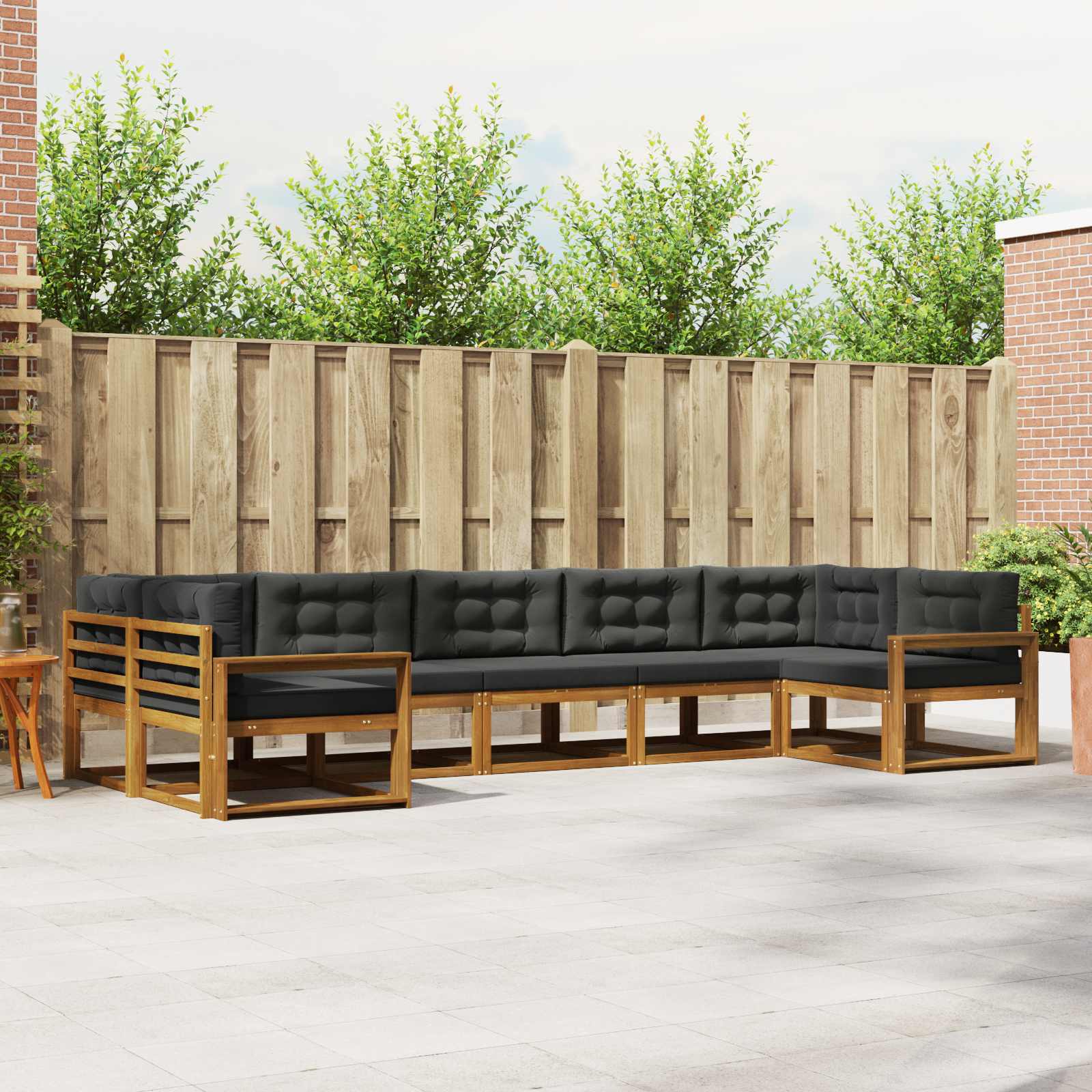 Buiten bankenset met kussen 7 pcs Natuurlijk en Antraciet