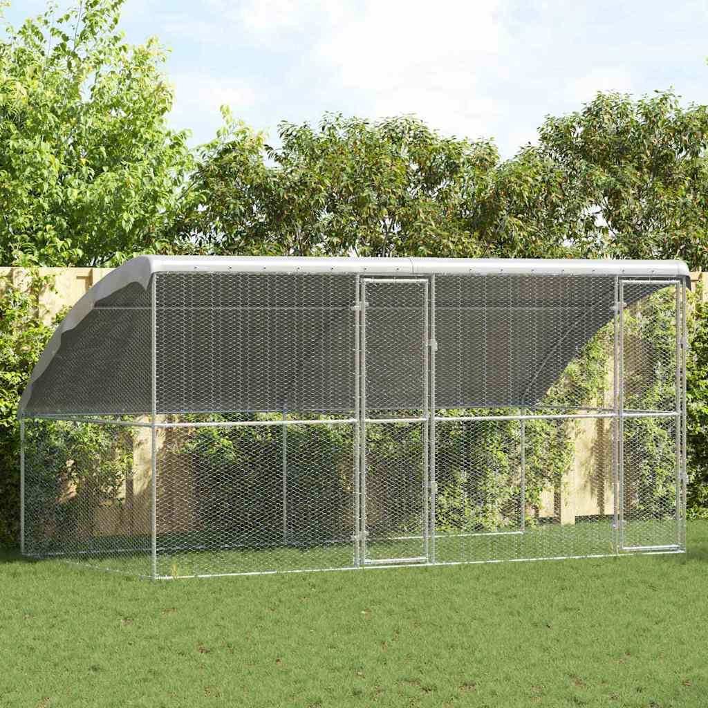 Kippenhok 2 pcs Zilver 400 x 200 x 200 cm Gegalvaniseerd staal