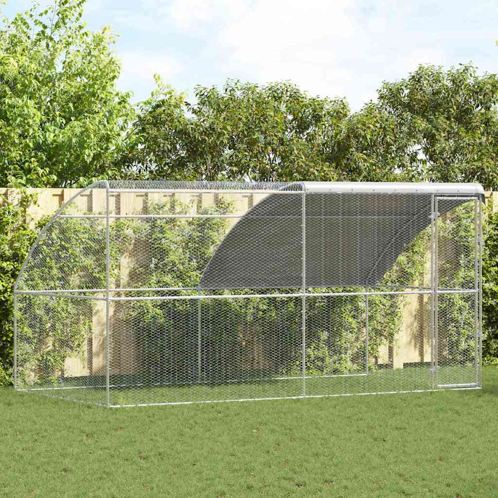 Kippenhok 2 pcs Zilver 400 x 200 x 200 cm Staal en PE