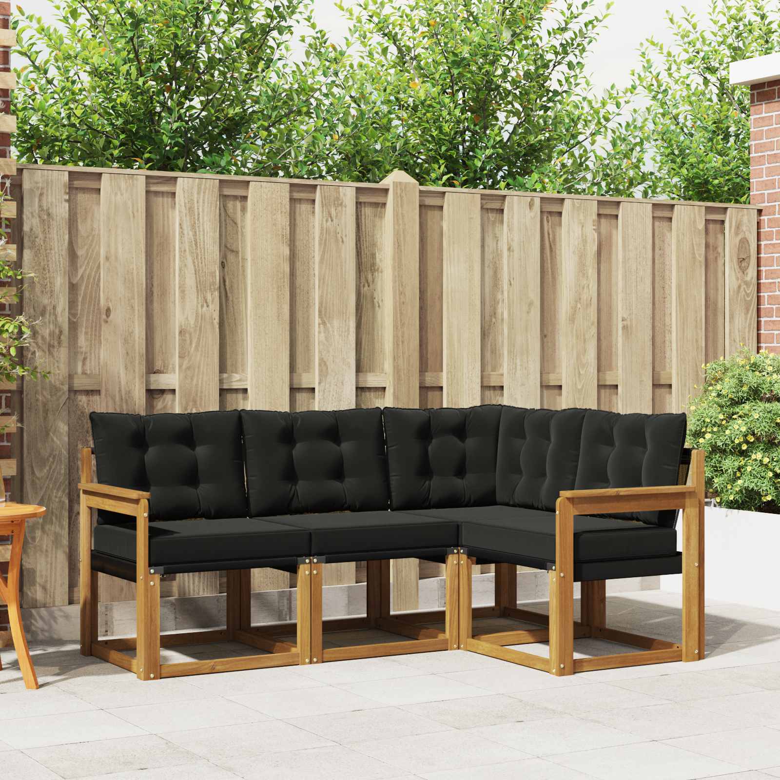 Buiten bankenset met kussen 4 pcs Natuurlijk en Zwart – afbeelding 1
