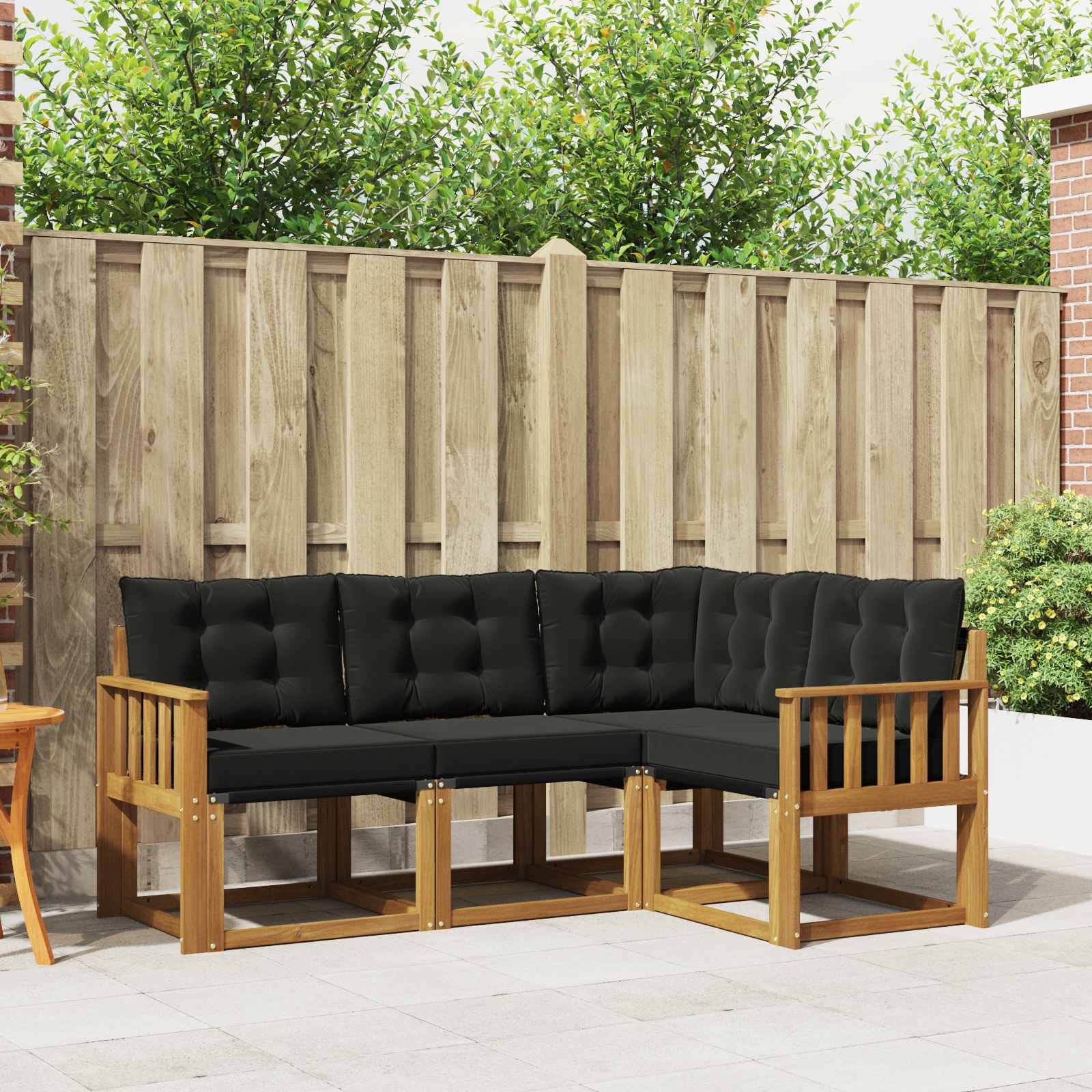 Buiten bankenset met kussen 4 pcs Natuurlijk en Zwart – afbeelding 1