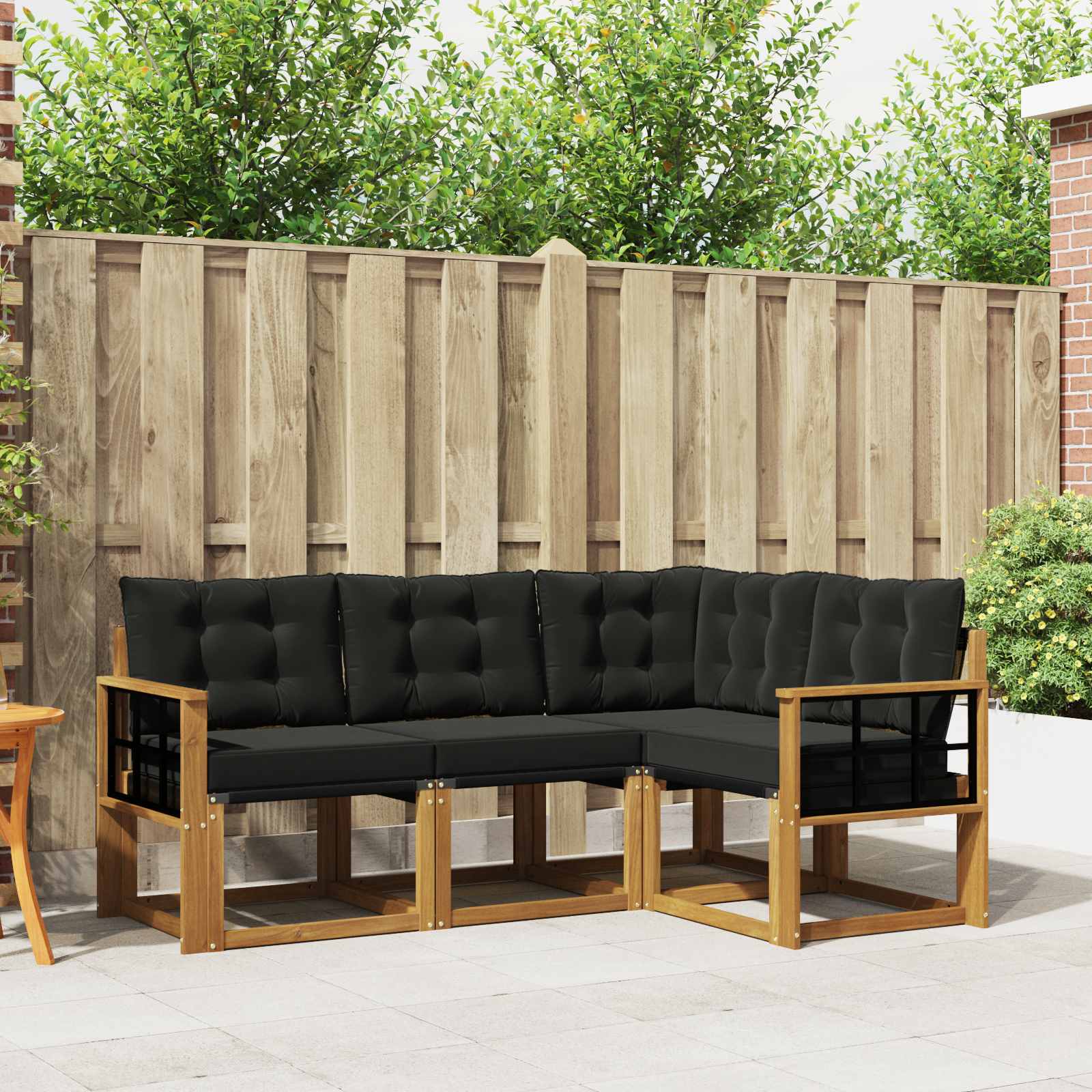 Buiten bankenset met kussen 4 pcs Natuurlijk en Zwart – afbeelding 1