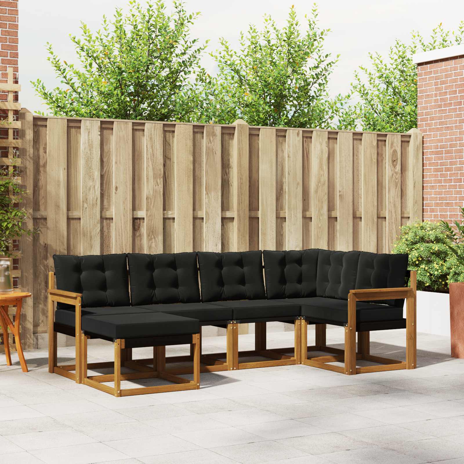 Buiten bankenset met kussen 6 pcs Natuurlijk en Zwart – afbeelding 1