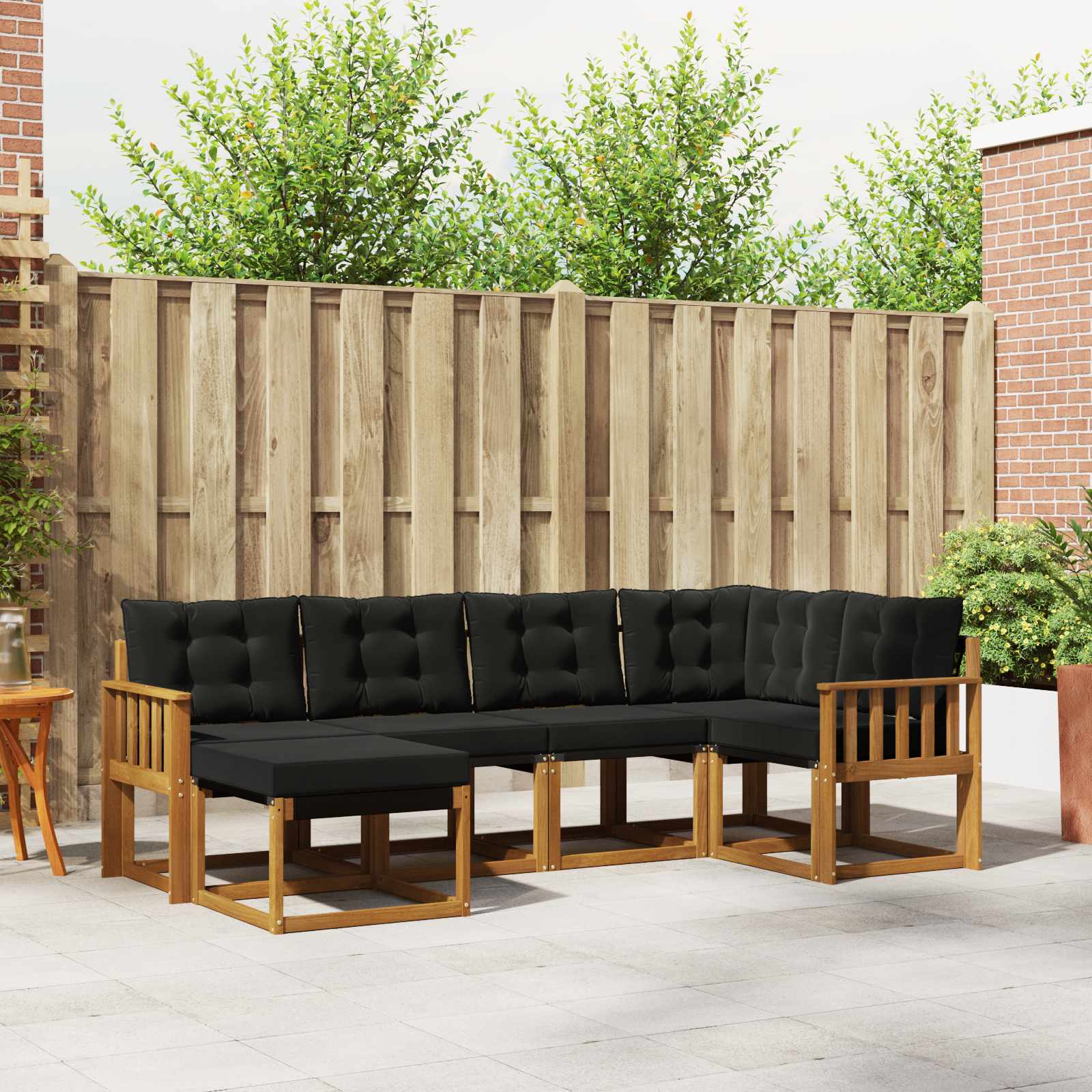 Buiten bankenset met kussen 6 pcs Natuurlijk en Zwart – afbeelding 1