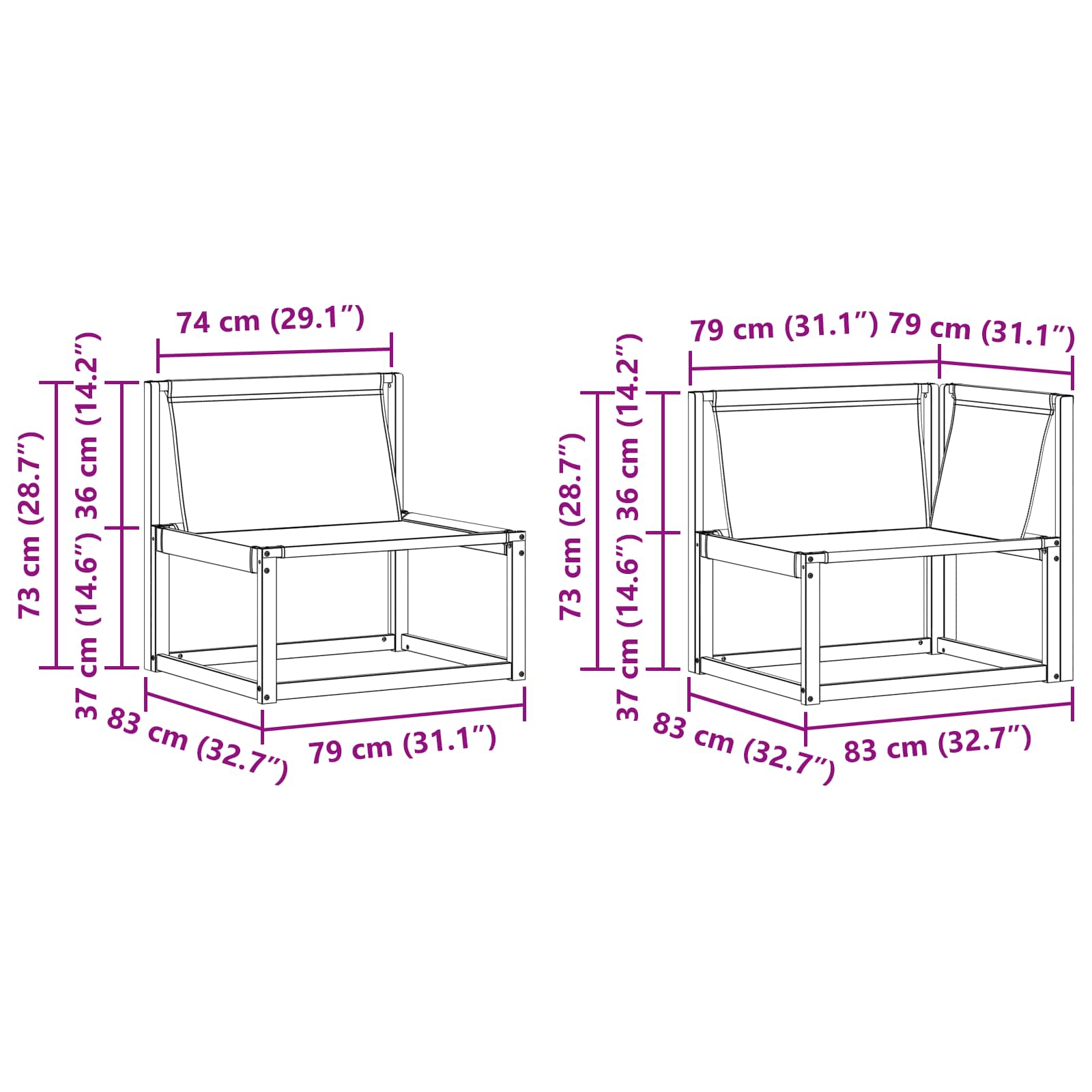 Buiten bankenset met kussen 7 pcs Natuurlijk en Zwart – afbeelding 12