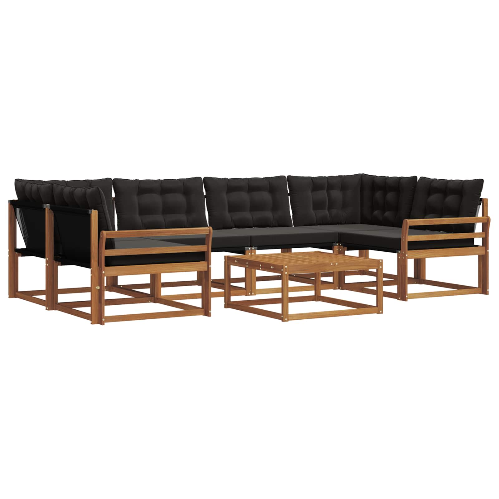 Buiten bankenset met kussen 7 pcs Natuurlijk en Zwart – afbeelding 2