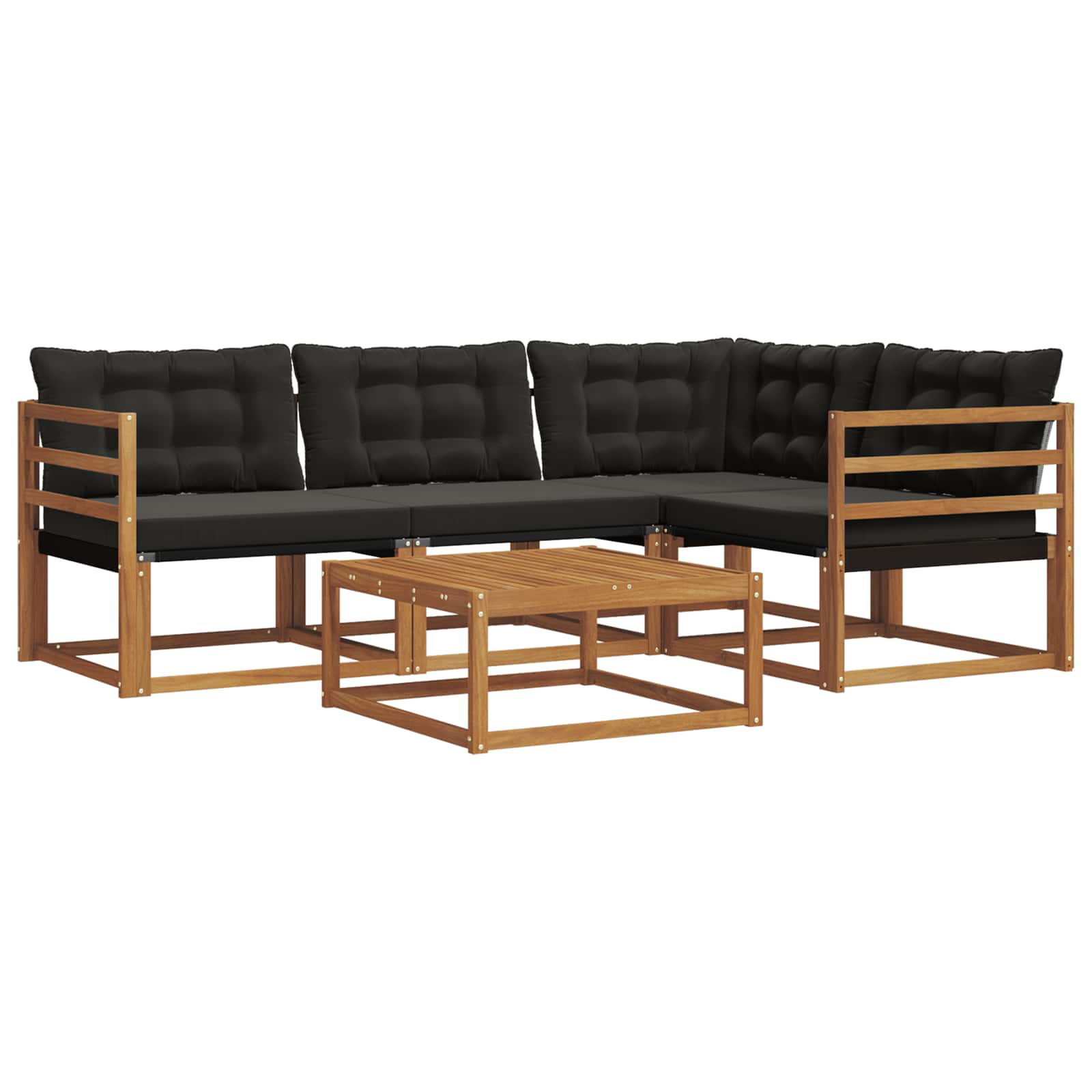 Buiten bankenset met kussen 5 pcs Natuurlijk en Zwart – afbeelding 2