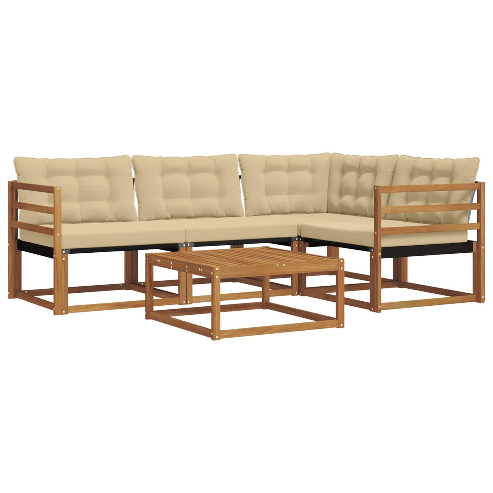 Buiten bankenset met kussen 5 pcs Natuurlijk en Beige – afbeelding 2