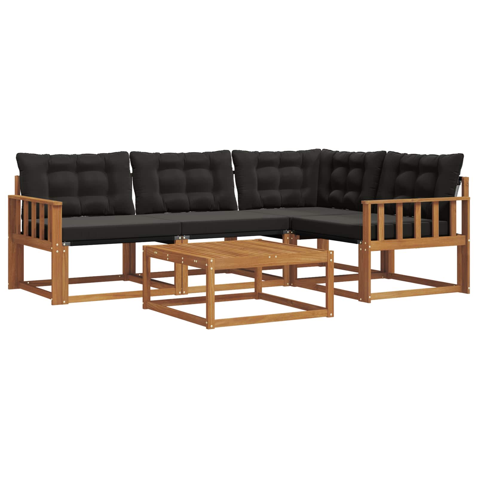 Buiten bankenset met kussen 5 pcs Natuurlijk en Zwart – afbeelding 2
