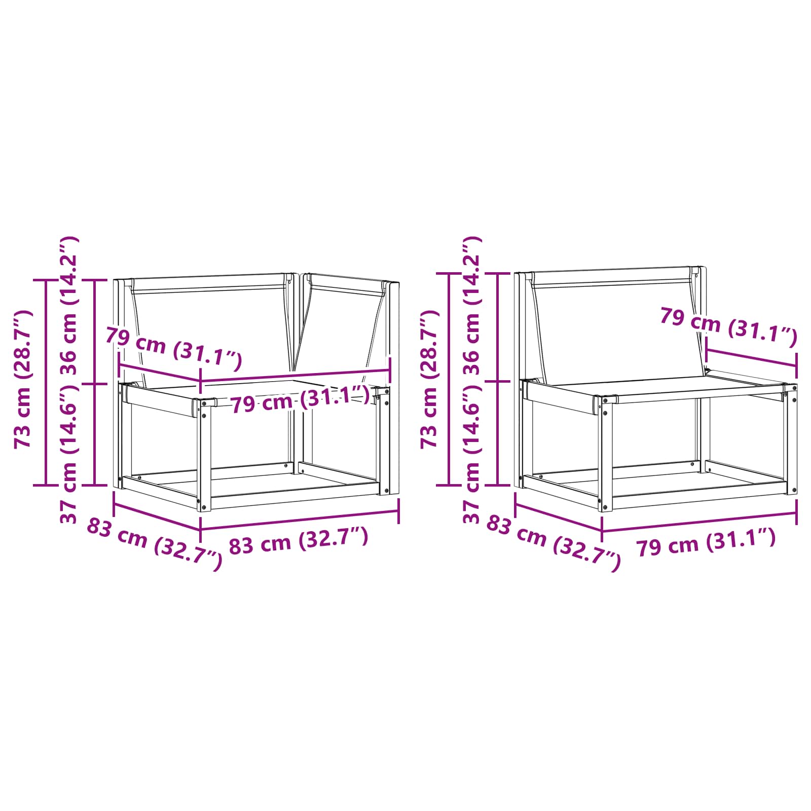 Buiten bankenset met kussen 5 pcs Natuurlijk en Zwart – afbeelding 12