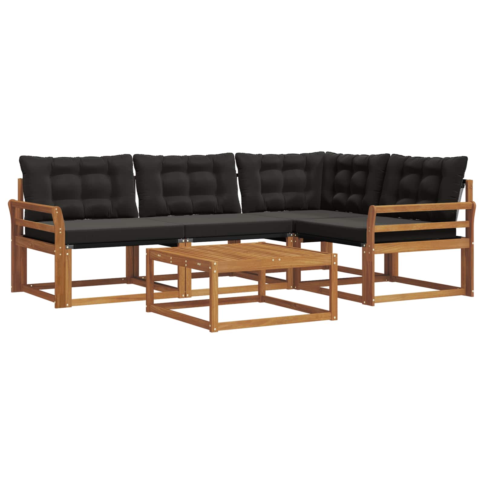 Buiten bankenset met kussen 5 pcs Natuurlijk en Zwart – afbeelding 2