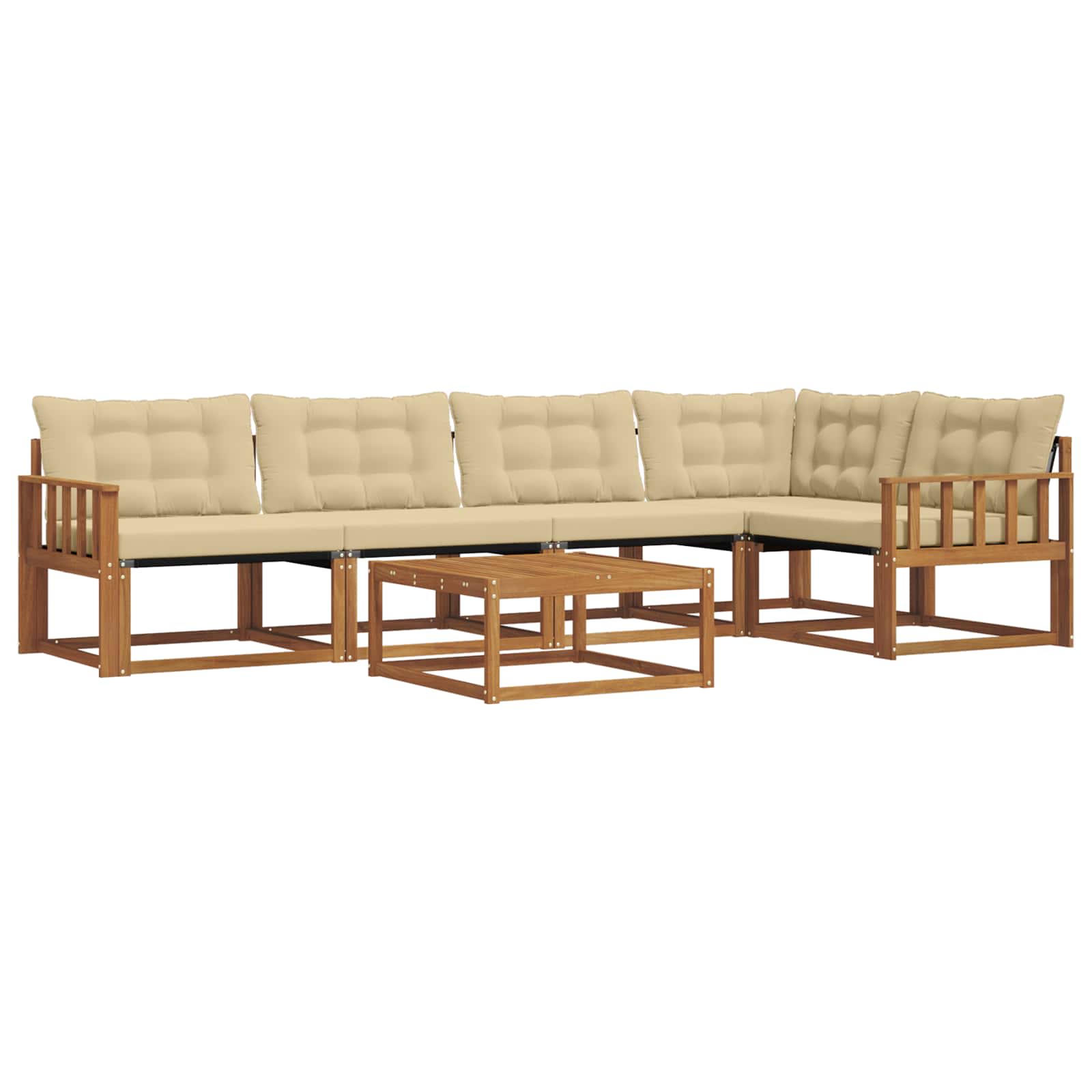 Buiten bankenset met kussen 6 pcs Natuurlijk en Beige – afbeelding 2