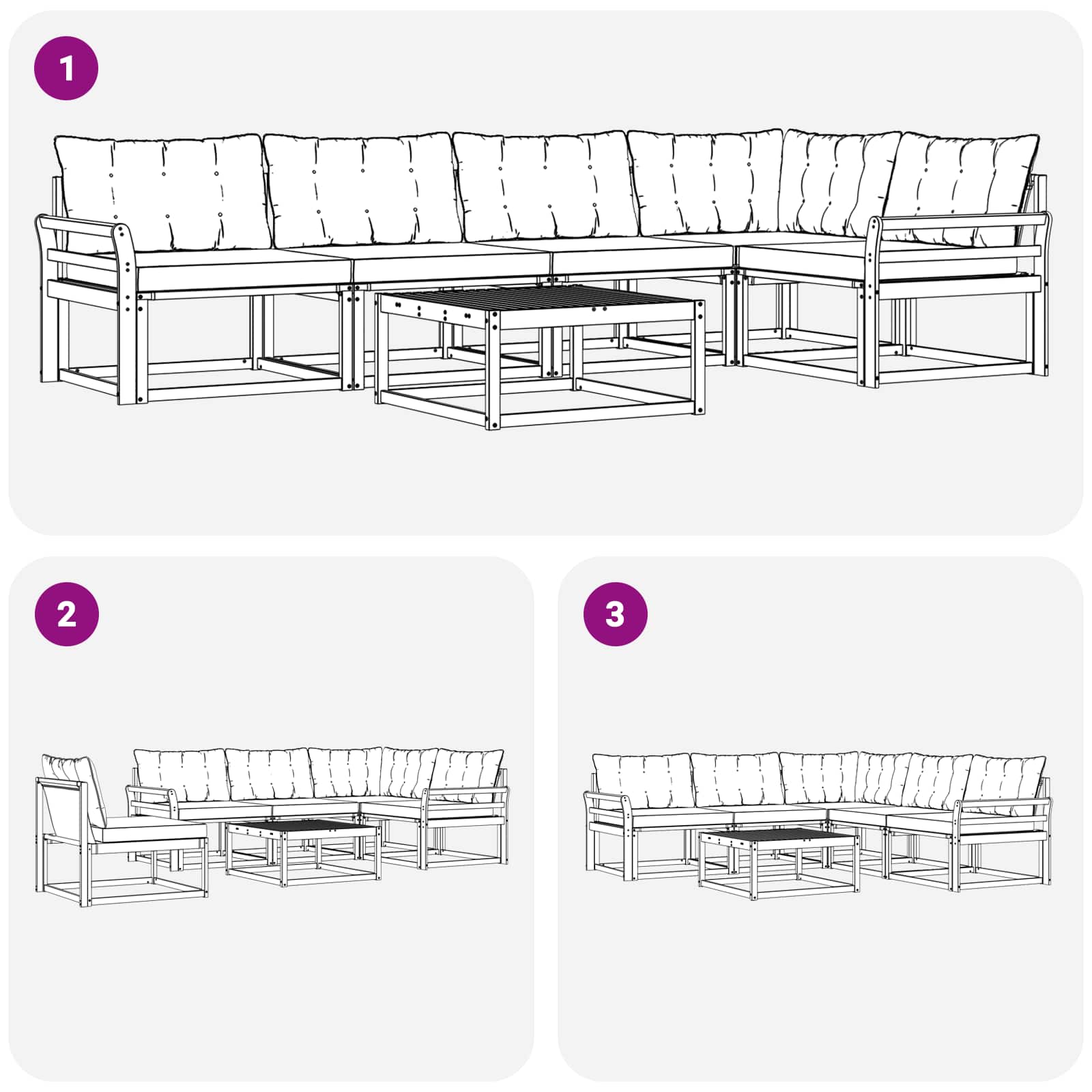 Buiten bankenset met kussen 6 pcs Natuurlijk en Beige – afbeelding 10