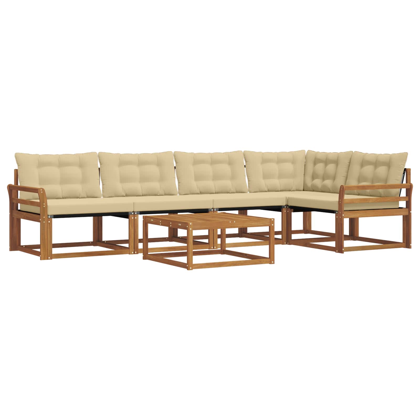 Buiten bankenset met kussen 6 pcs Natuurlijk en Beige – afbeelding 2