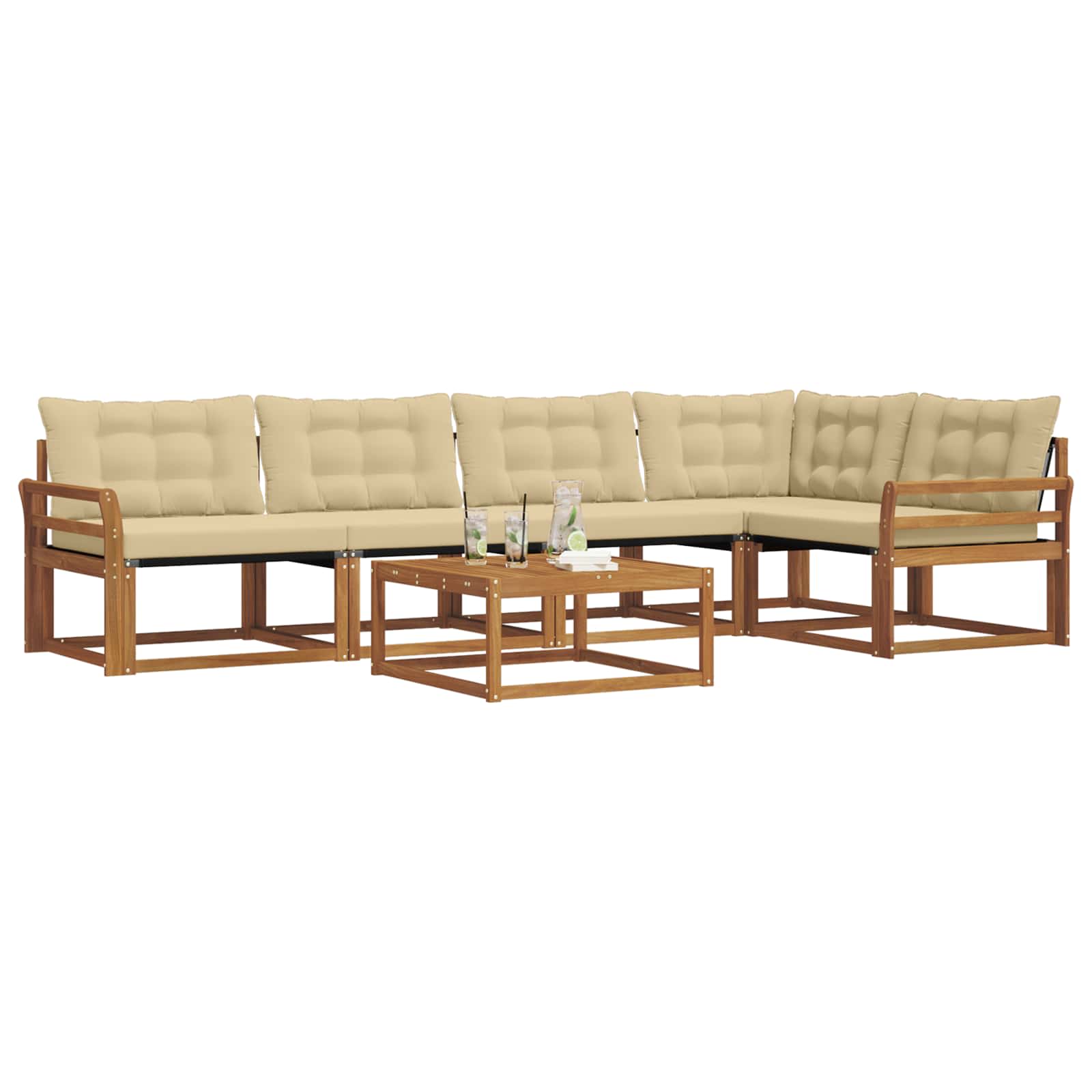 Buiten bankenset met kussen 6 pcs Natuurlijk en Beige – afbeelding 3