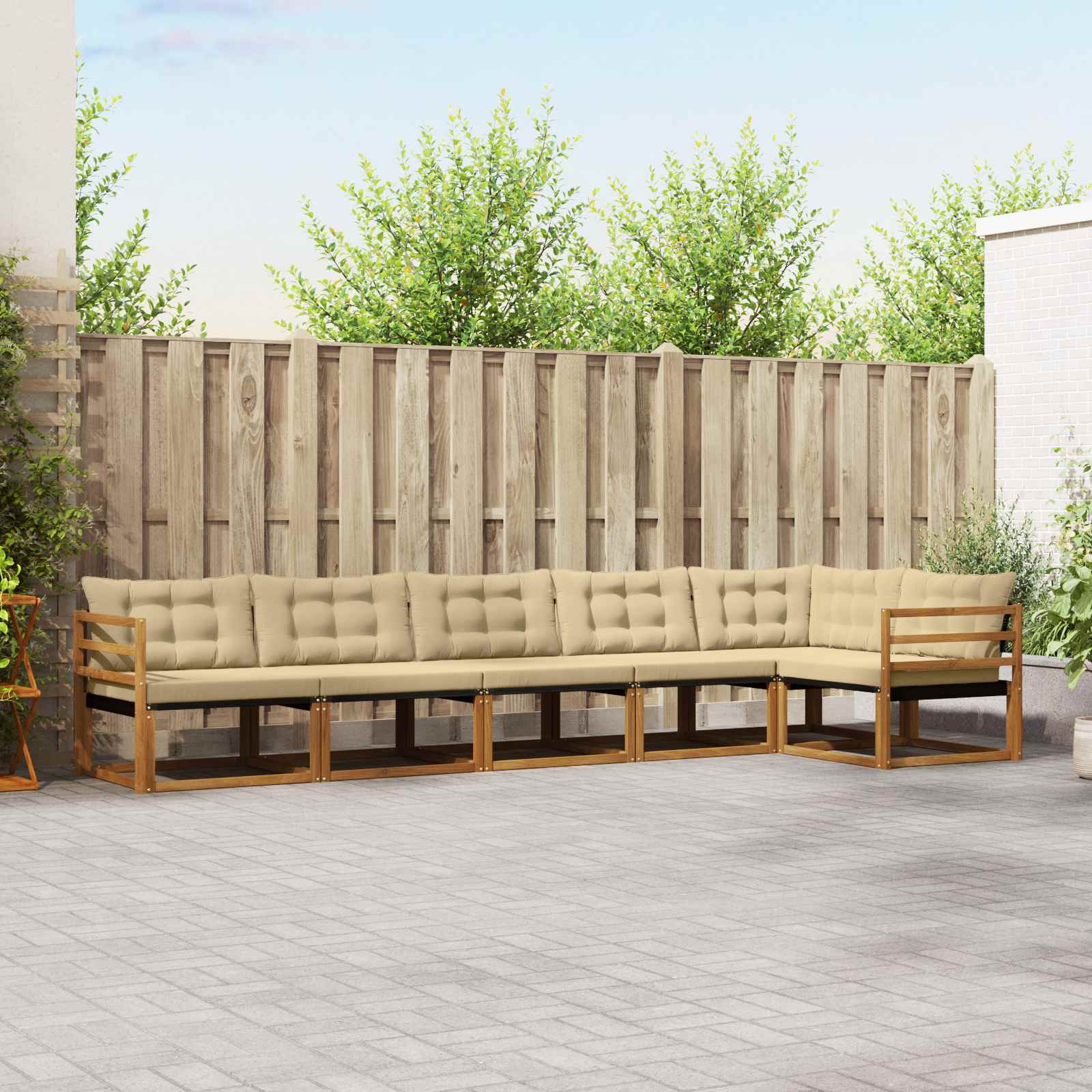 Buiten bankenset met kussen 6 pcs Natuurlijk en Beige – afbeelding 1