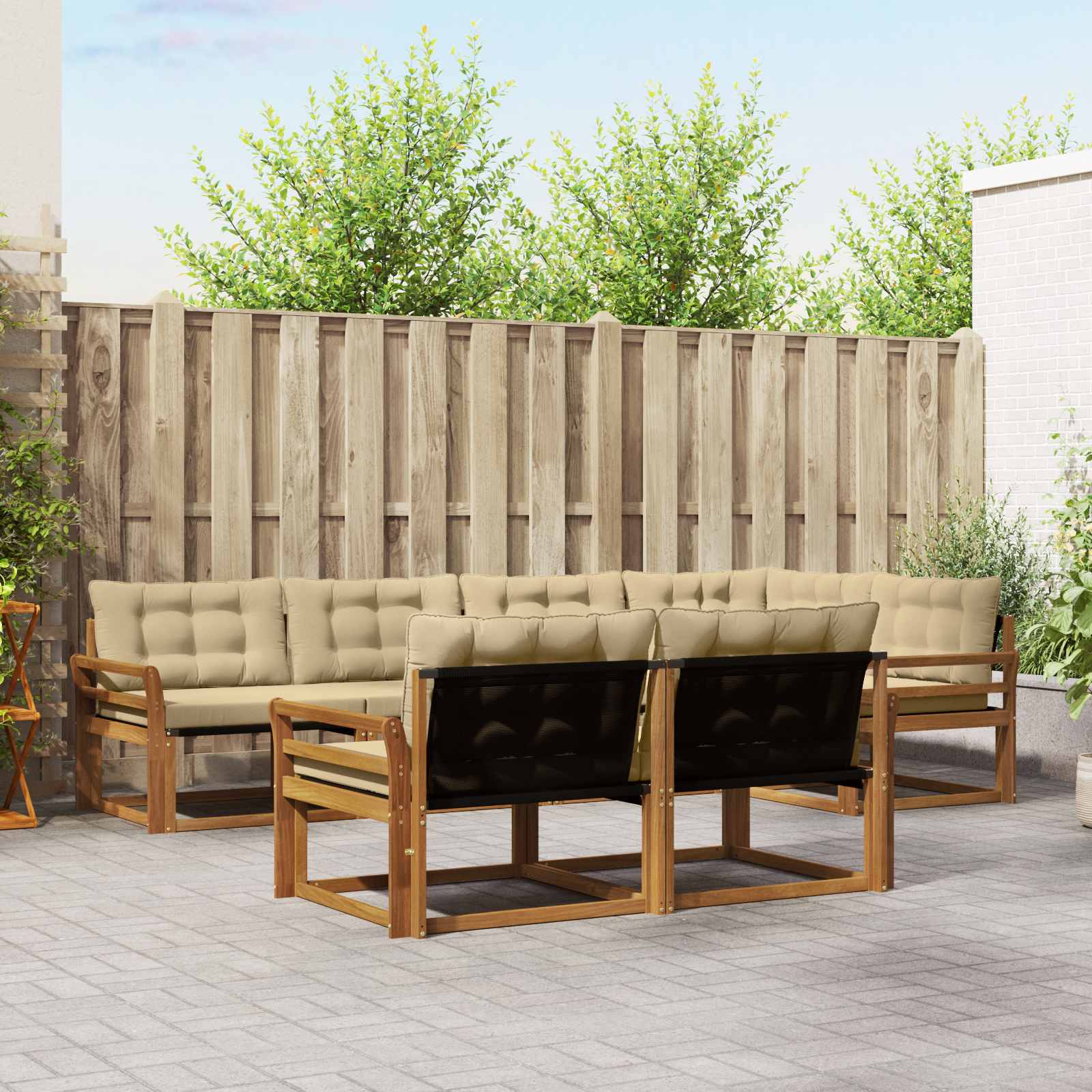 Buiten bankenset met kussen 7 pcs Natuurlijk en Beige – afbeelding 1