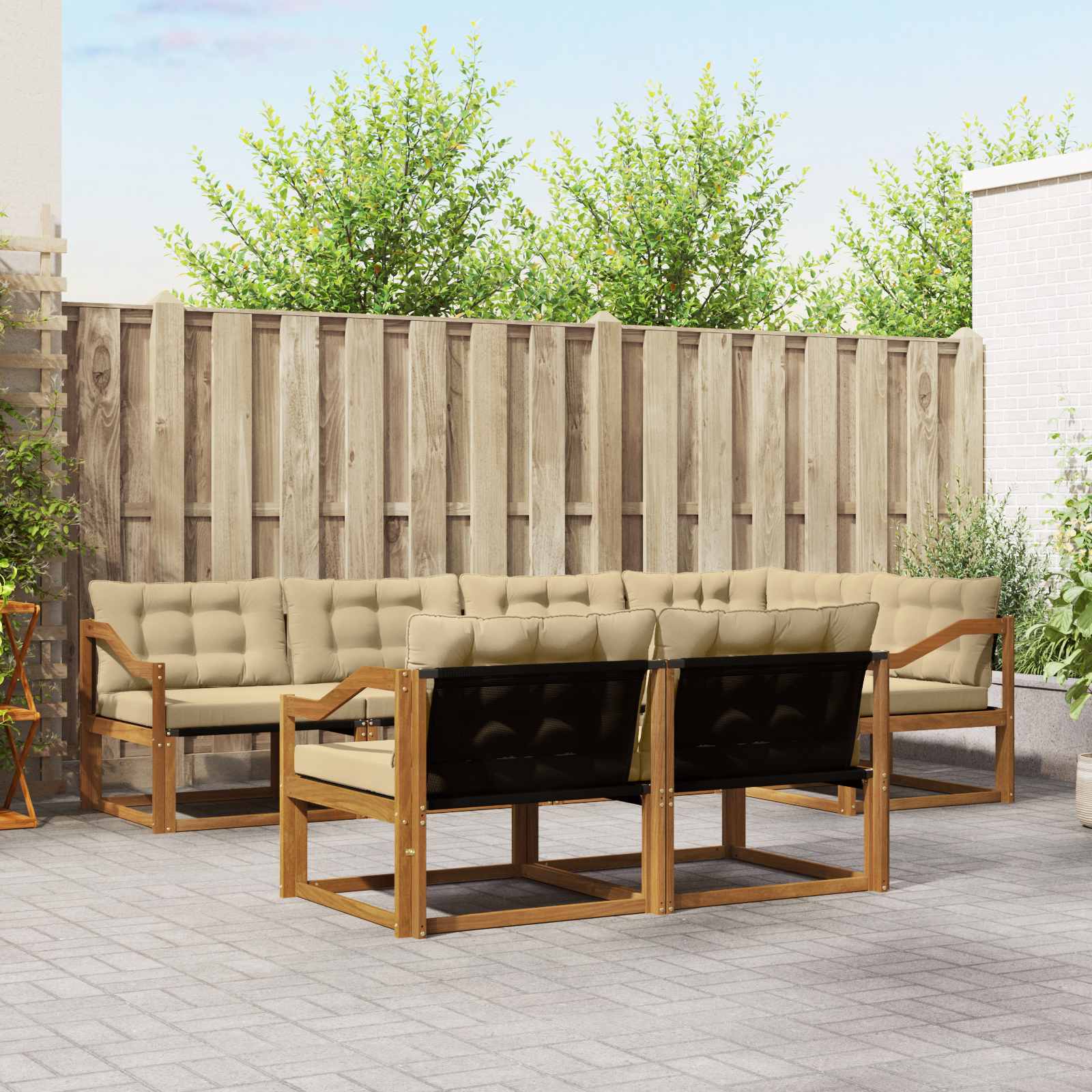 Buiten bankenset met kussen 7 pcs Natuurlijk en Beige – afbeelding 1