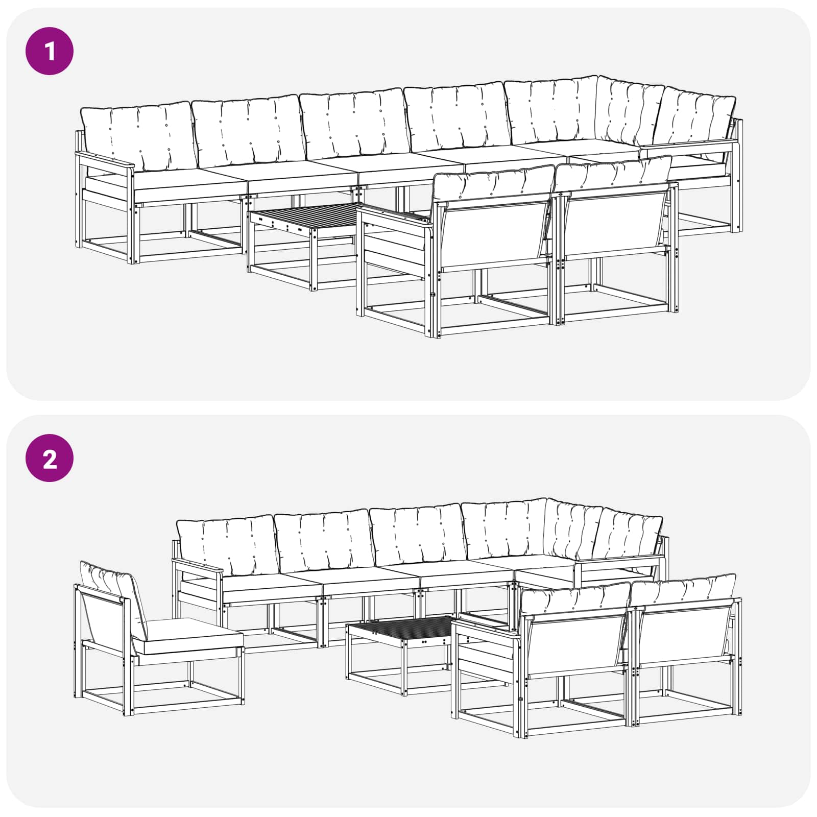 Buiten bankenset met kussen 9 pcs Natuurlijk en Beige – afbeelding 10