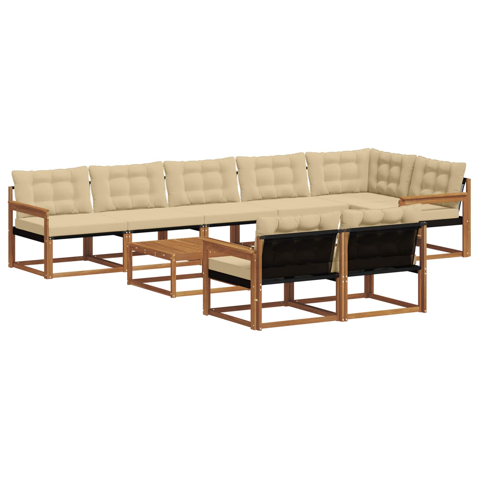 Buiten bankenset met kussen 9 pcs Natuurlijk en Beige – afbeelding 2