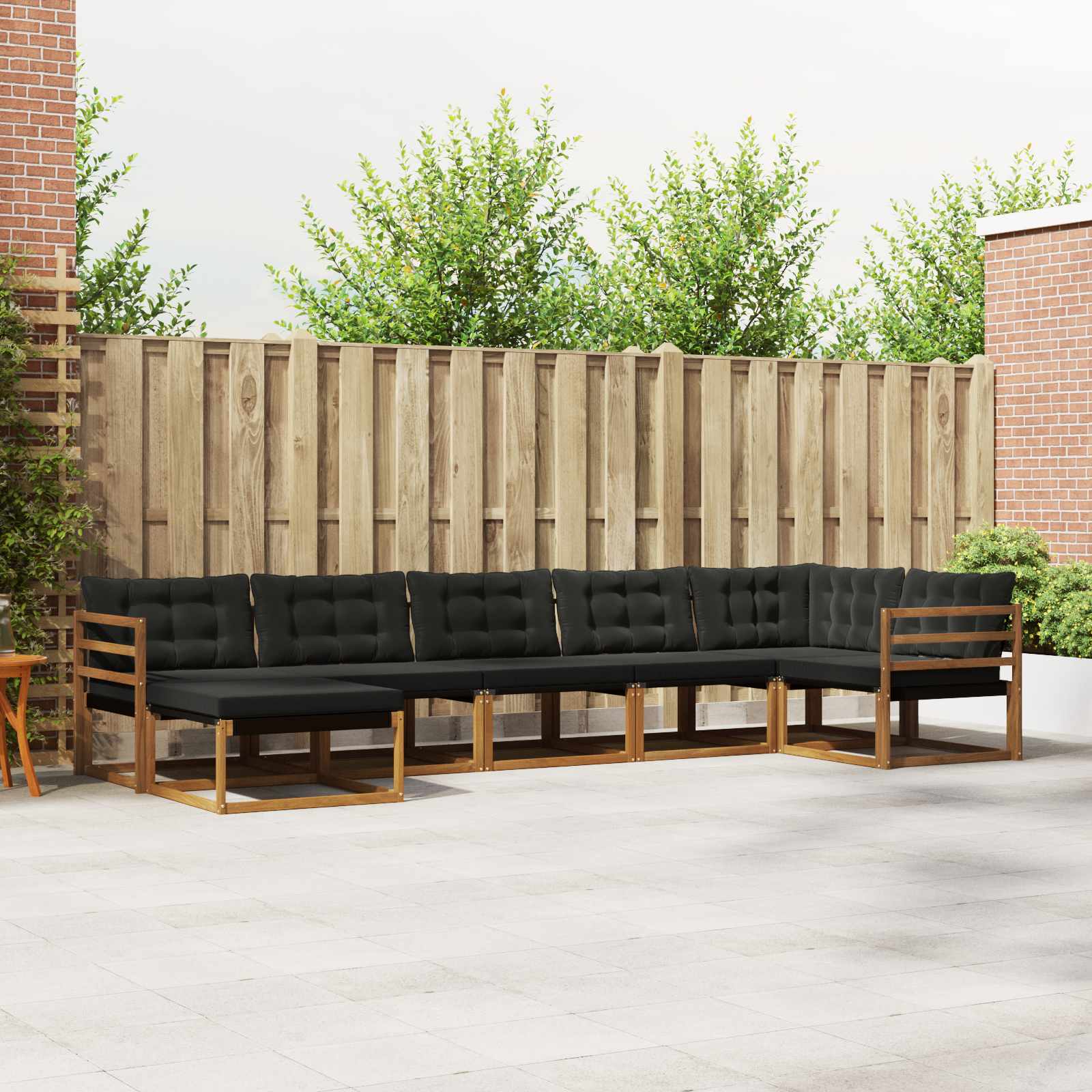 Buiten bankenset met kussen 7 pcs Natuurlijk en Zwart – afbeelding 1