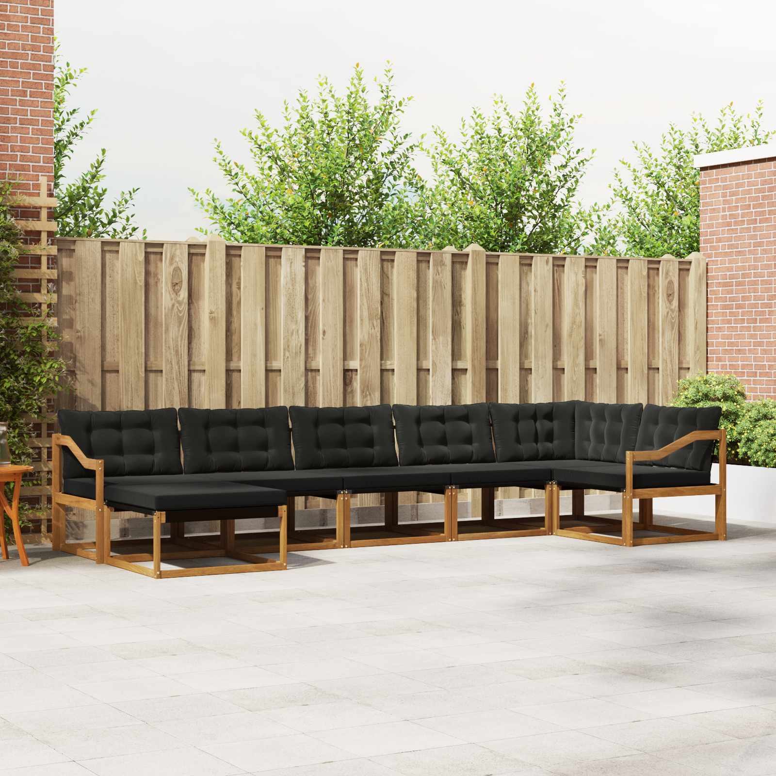 Buiten bankenset met kussen 7 pcs Natuurlijk en Zwart – afbeelding 1