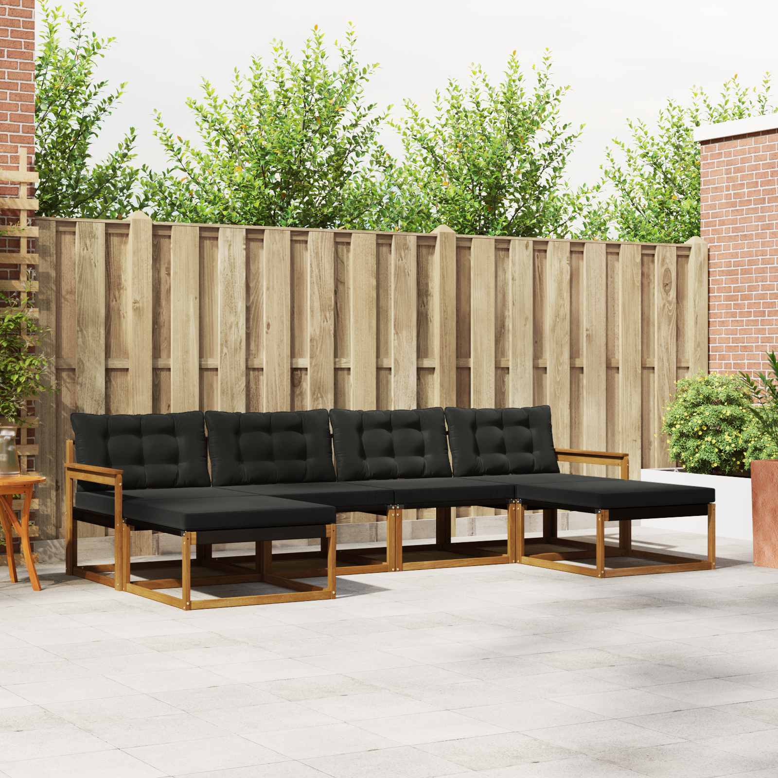 Buiten bankenset met kussen 6 pcs Natuurlijk en Zwart – afbeelding 1