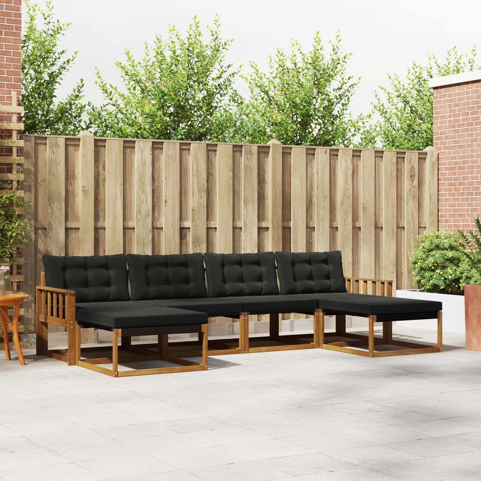 Buiten bankenset met kussen 6 pcs Natuurlijk en Zwart – afbeelding 1