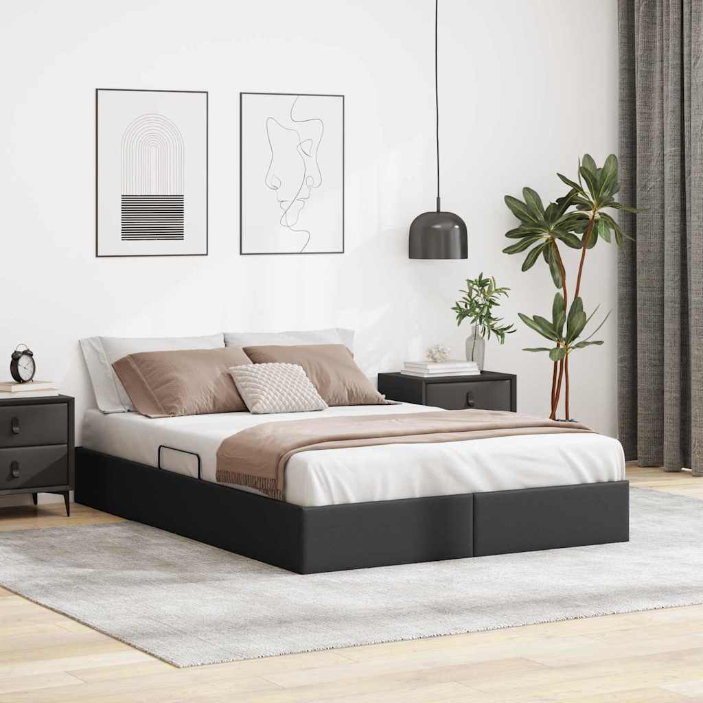Opslag bed met opslag Zwart 153 x 203 cm Kunstleer – afbeelding 1