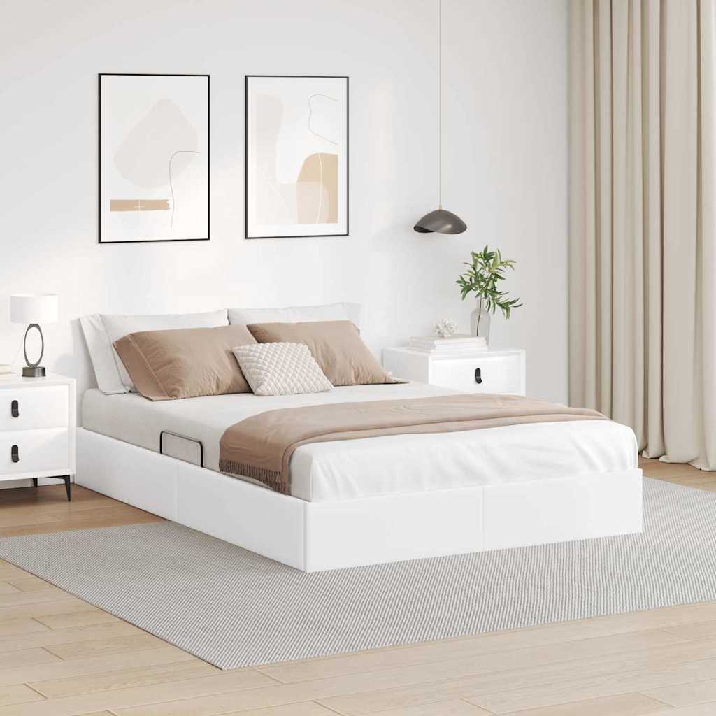 Opslag bed met opslag Puur Wit 153 x 203 cm Kunstleer – afbeelding 1