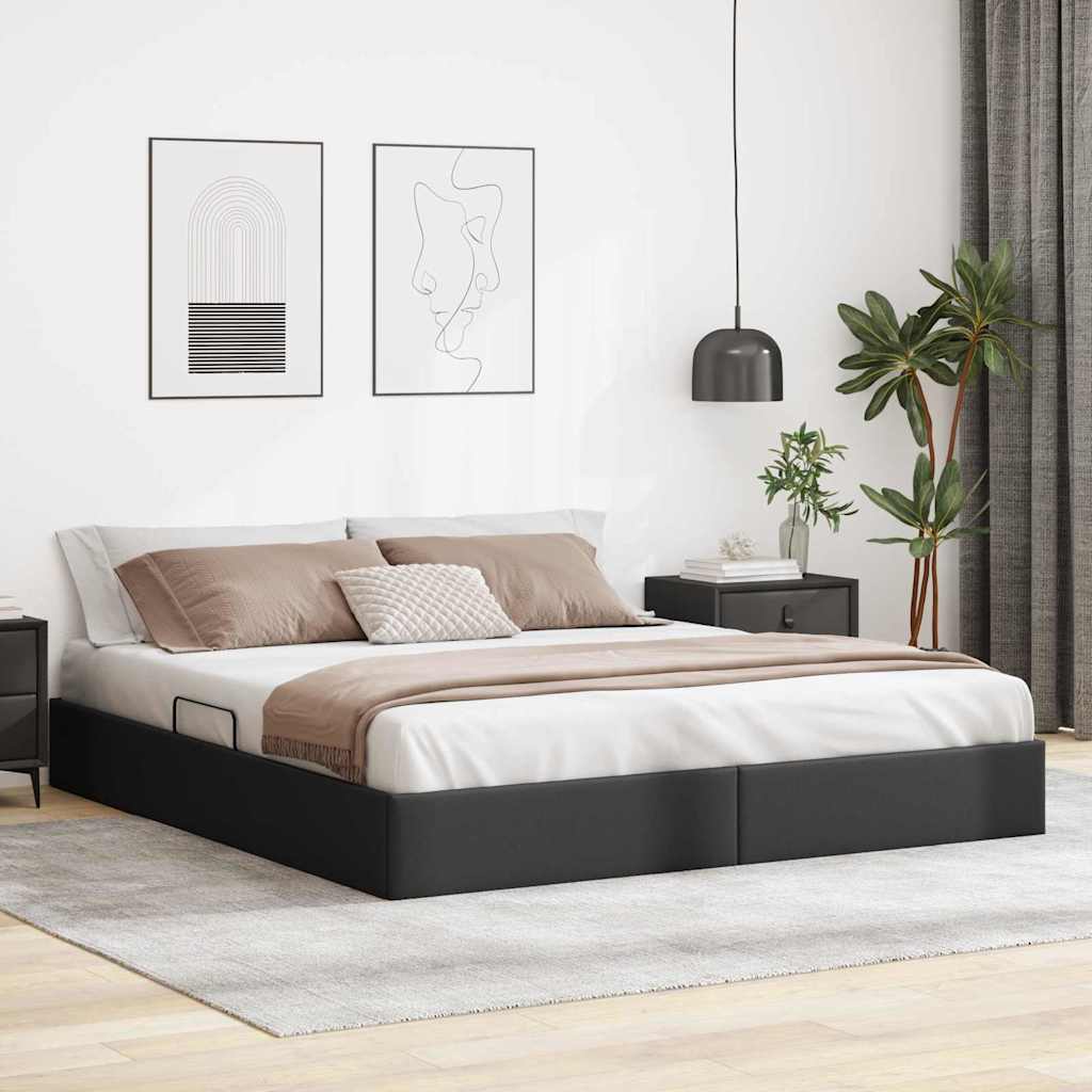 Opslag bed met opslag Zwart 183 x 213 cm Kunstleer – afbeelding 1