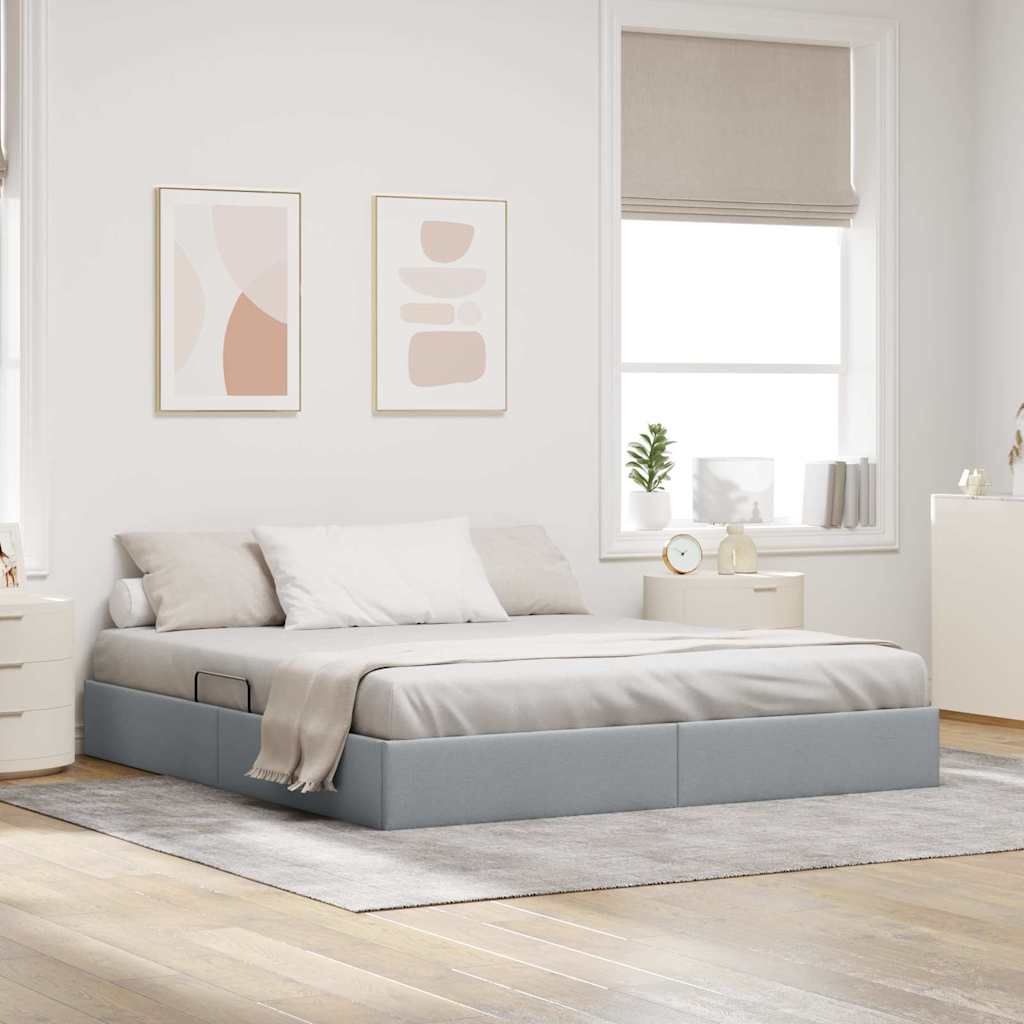Opslag bed met hoofdeinde Lichtgrijs 180 x 200 cm Stof – afbeelding 1