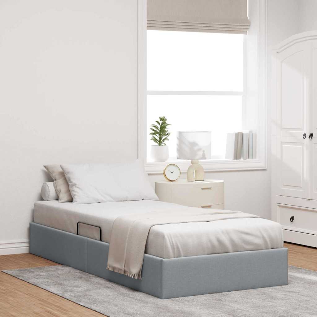 Opslag bed met matras met opslag Lichtgrijs 203 x 100 cm Stof – afbeelding 1