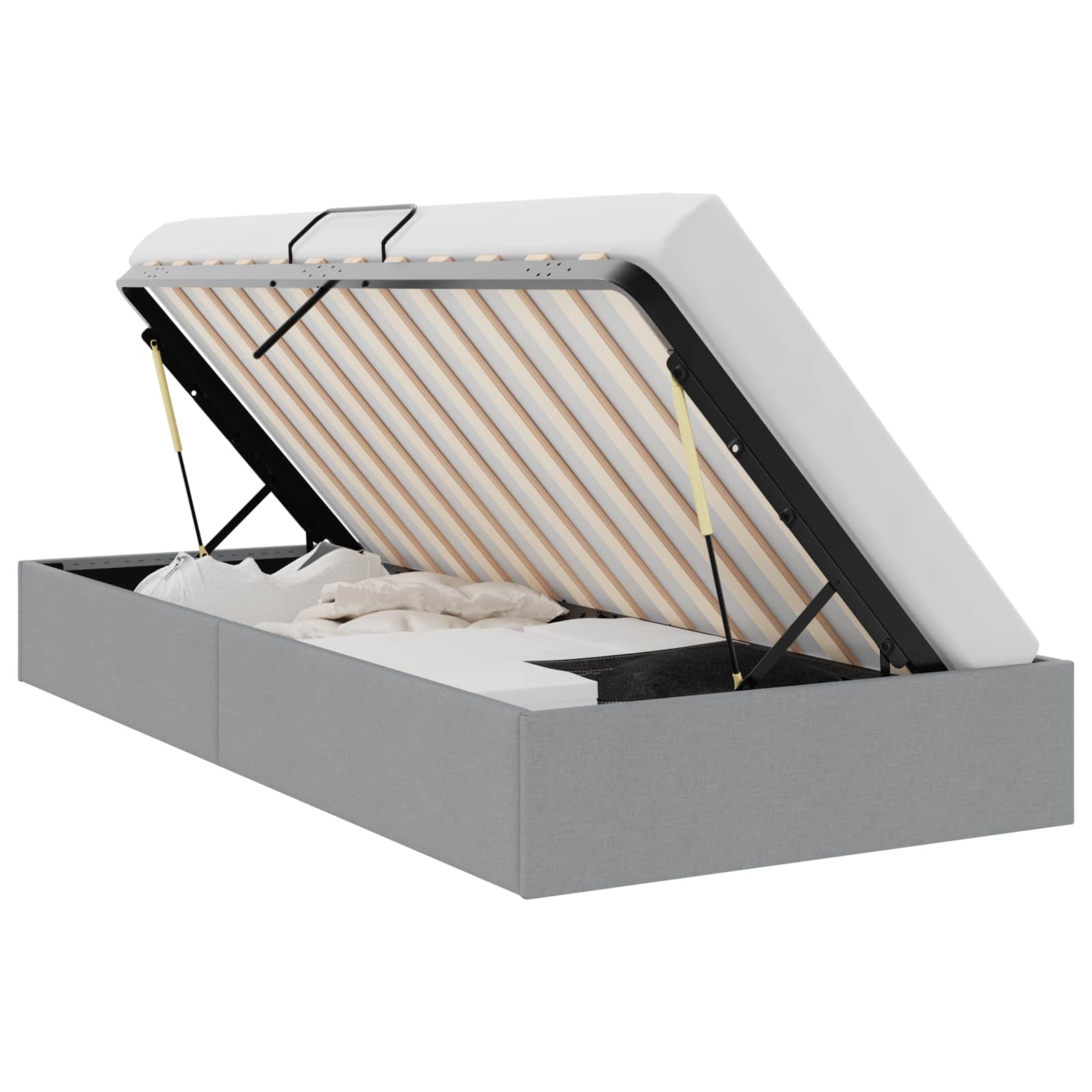 Opslag bed met matras met opslag Lichtgrijs 203 x 100 cm Stof – afbeelding 2