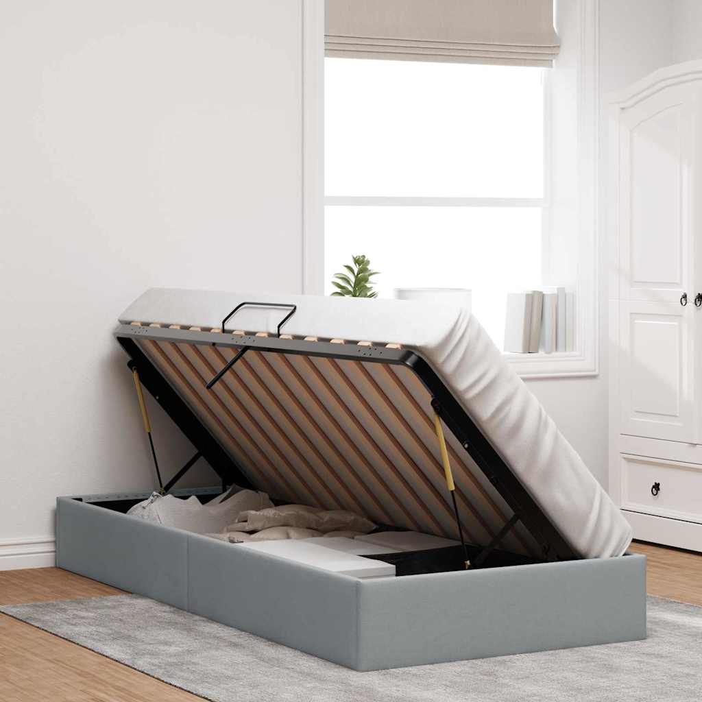 Opslag bed met matras met opslag Lichtgrijs 203 x 100 cm Stof – afbeelding 4