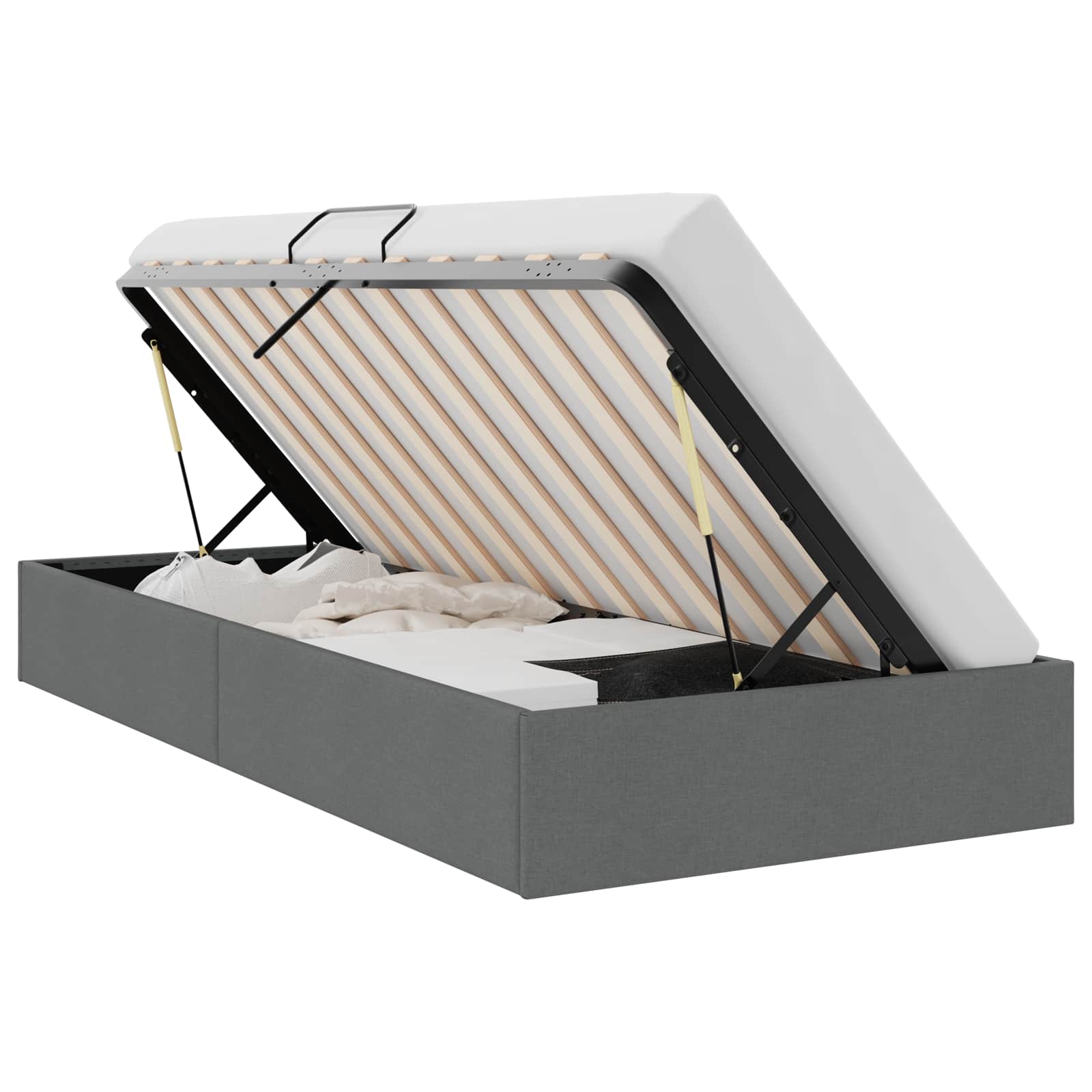 Opslag bed met matras met opslag Donkergrijs 203 x 100 cm Stof – afbeelding 2