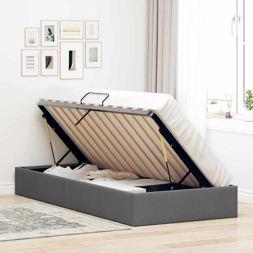 Opslag bed met matras met opslag Donkergrijs 203 x 100 cm Stof – afbeelding 4
