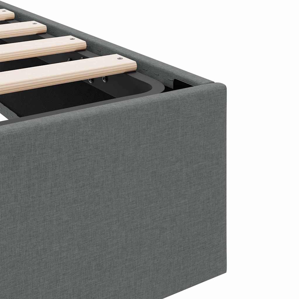Opslag bed met matras met opslag Donkergrijs 193 x 203 cm Stof – afbeelding 10