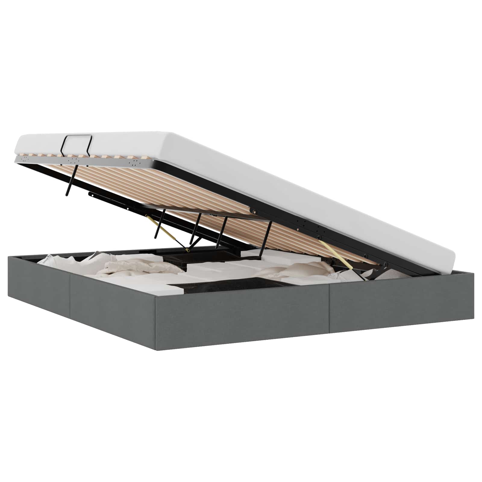 Opslag bed met matras met opslag Donkergrijs 193 x 203 cm Stof – afbeelding 2