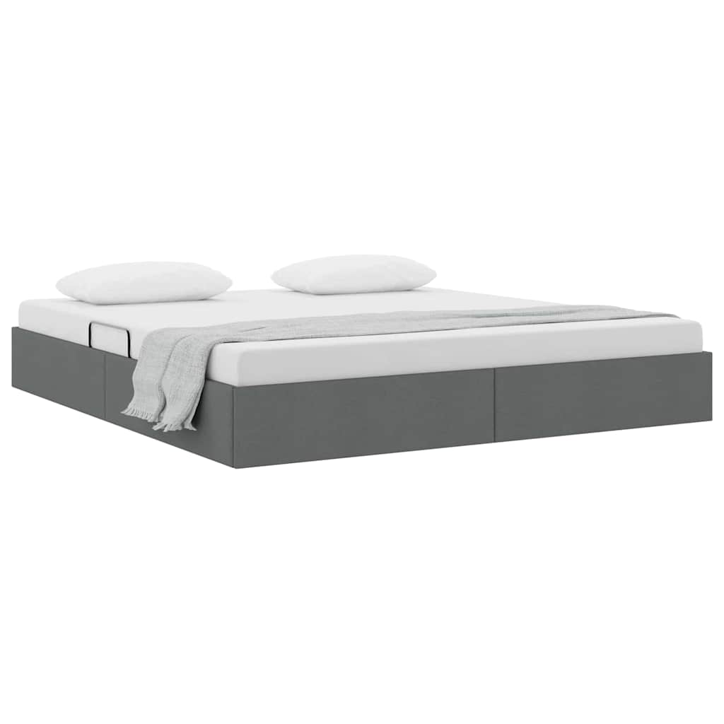Opslag bed met matras met opslag Donkergrijs 193 x 203 cm Stof – afbeelding 3