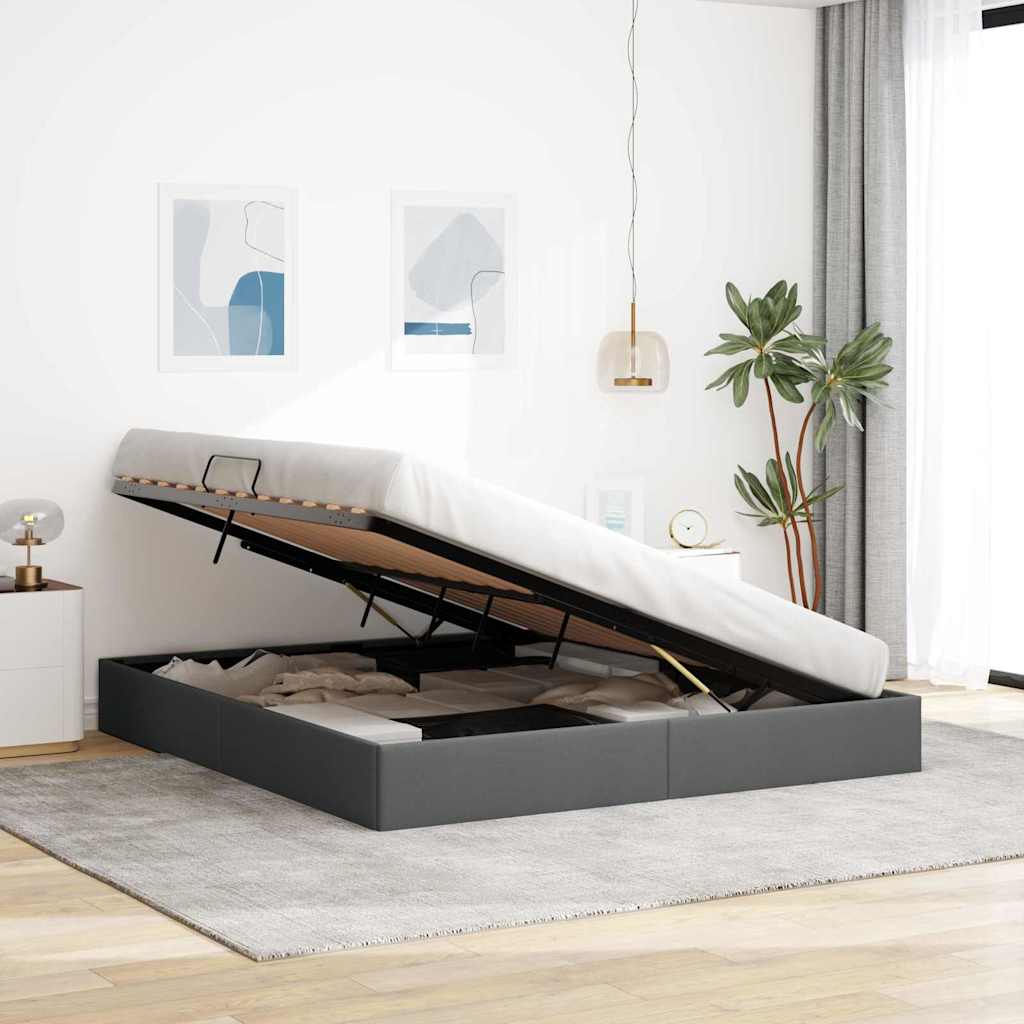 Opslag bed met matras met opslag Donkergrijs 193 x 203 cm Stof – afbeelding 4