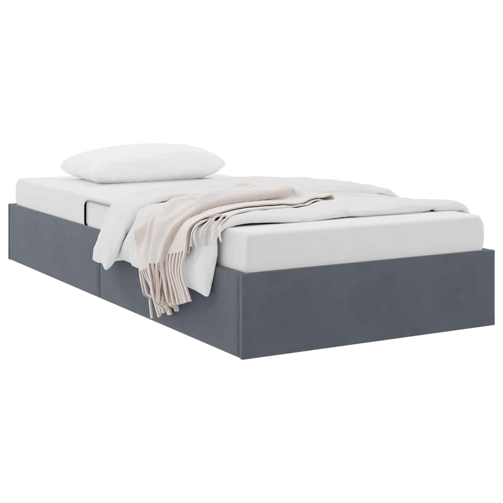 Opslag bed met matras Donkergrijs 100 x 190 cm Fluweel – afbeelding 3