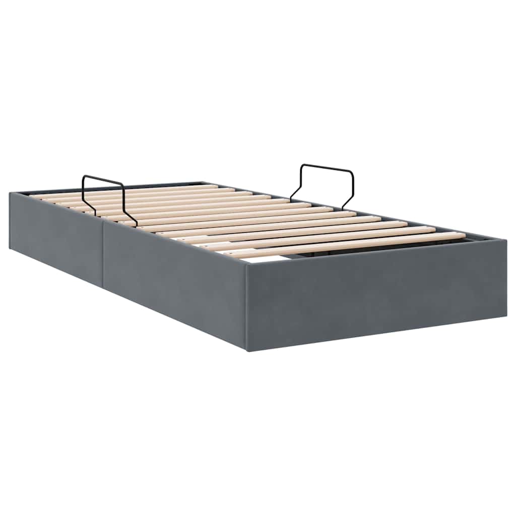 Opslag bed met matras Donkergrijs 100 x 190 cm Fluweel – afbeelding 5